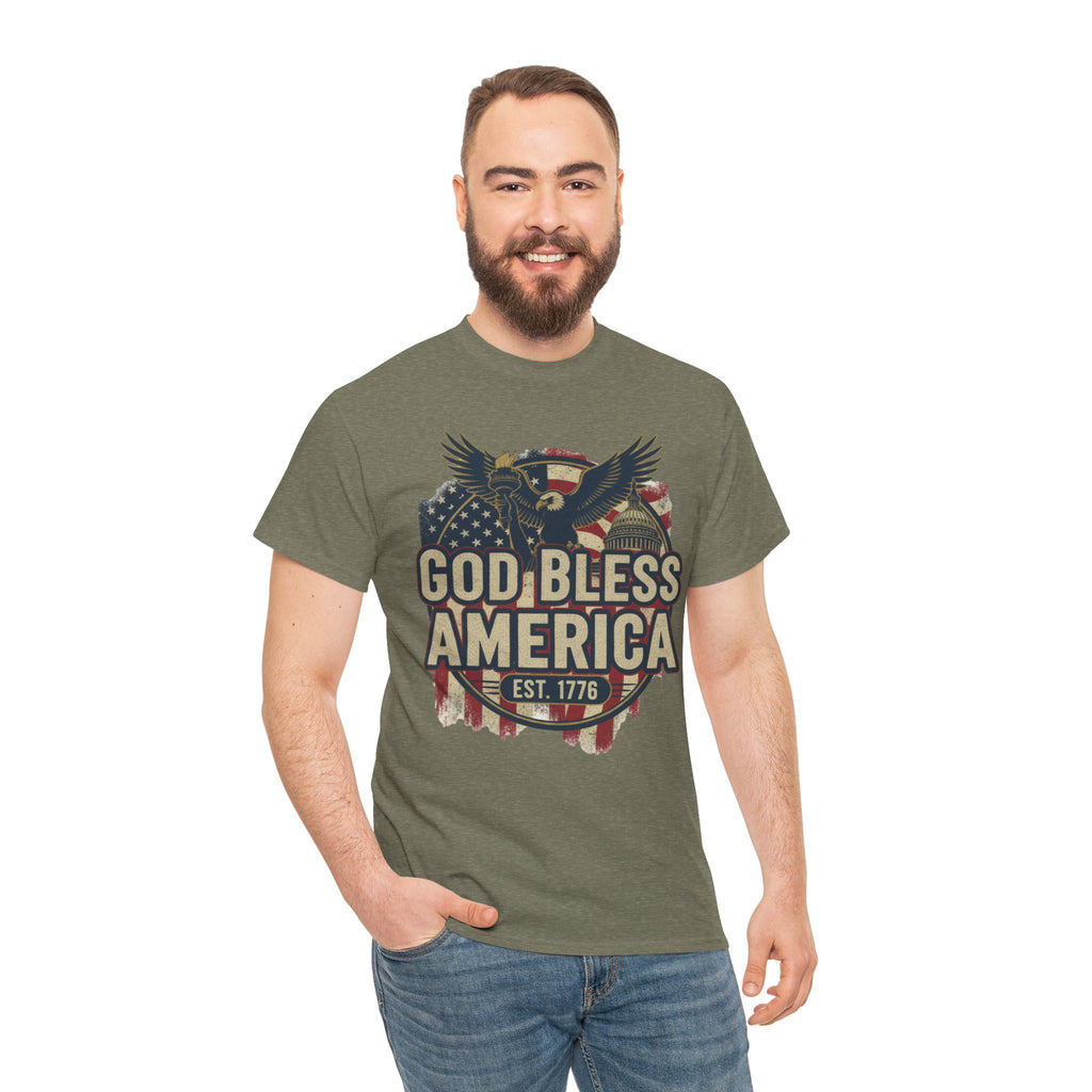 God Bless America 1776 Patriotic T-Shirt – Vintage American Heritage Tee