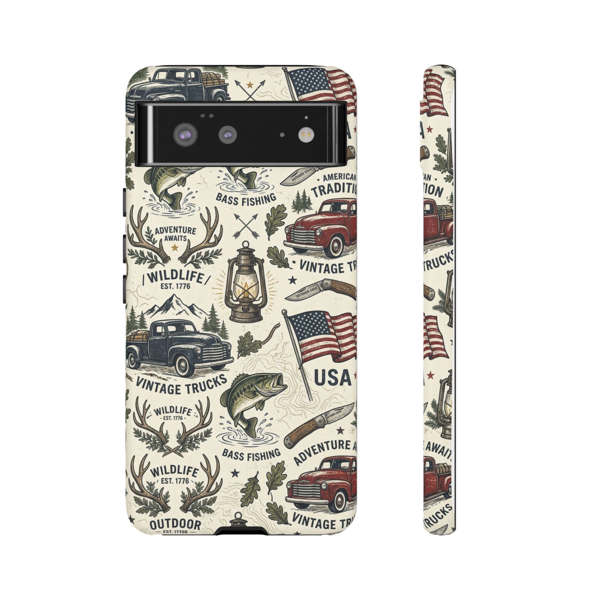 Patriotic Outdoors Phone Case – Bass Fishing & Vintage Americana Case Printify