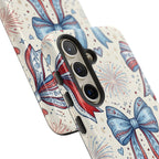 Patriotic Coquette Bows Phone Case – Americana Ribbon & Fireworks Design Printify