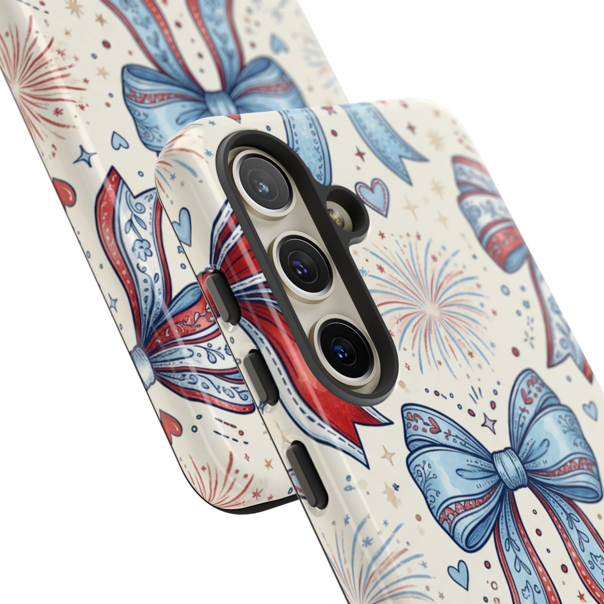 Patriotic Coquette Bows Phone Case – Americana Ribbon & Fireworks Design Printify