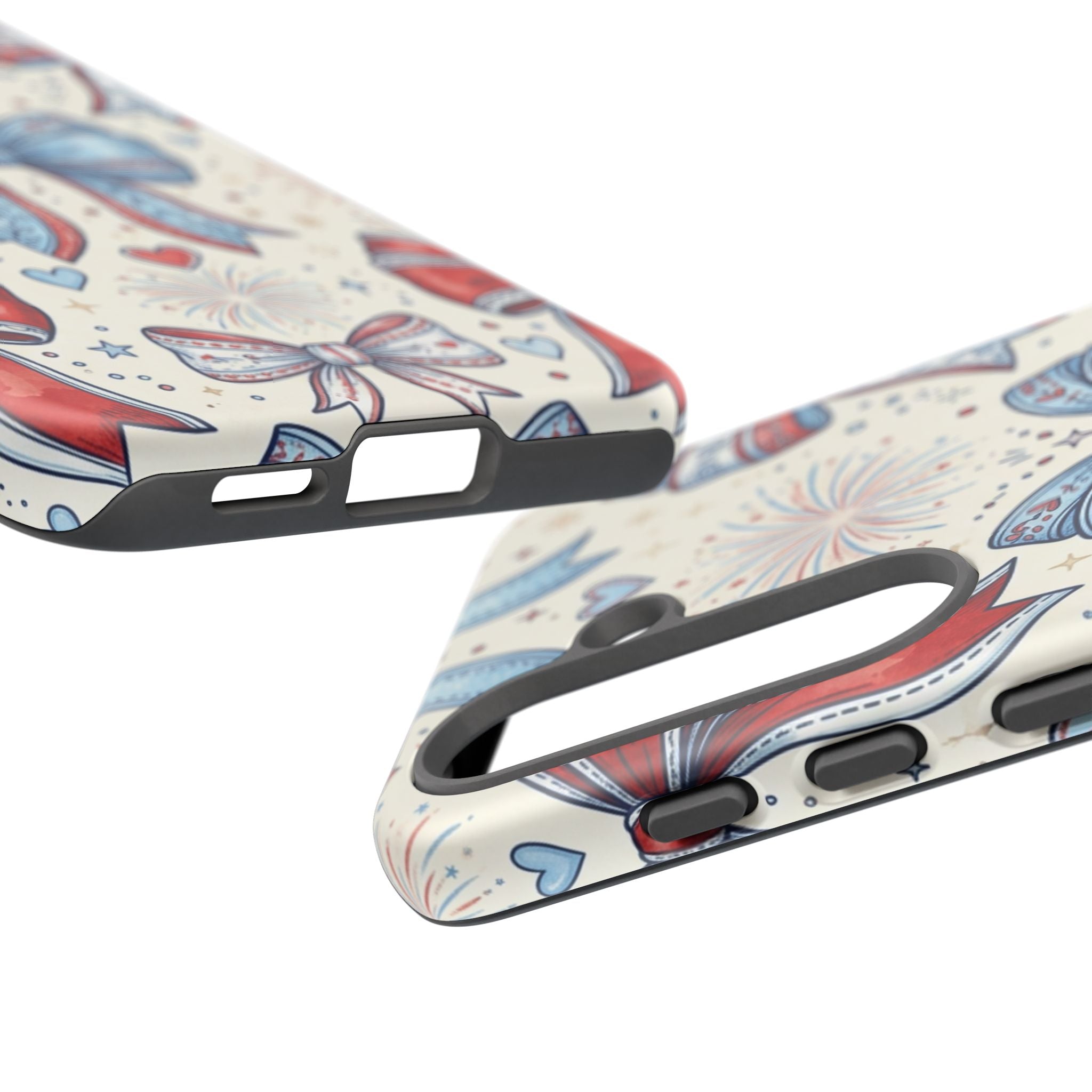 Patriotic Coquette Bows Phone Case – Americana Ribbon & Fireworks Design Printify