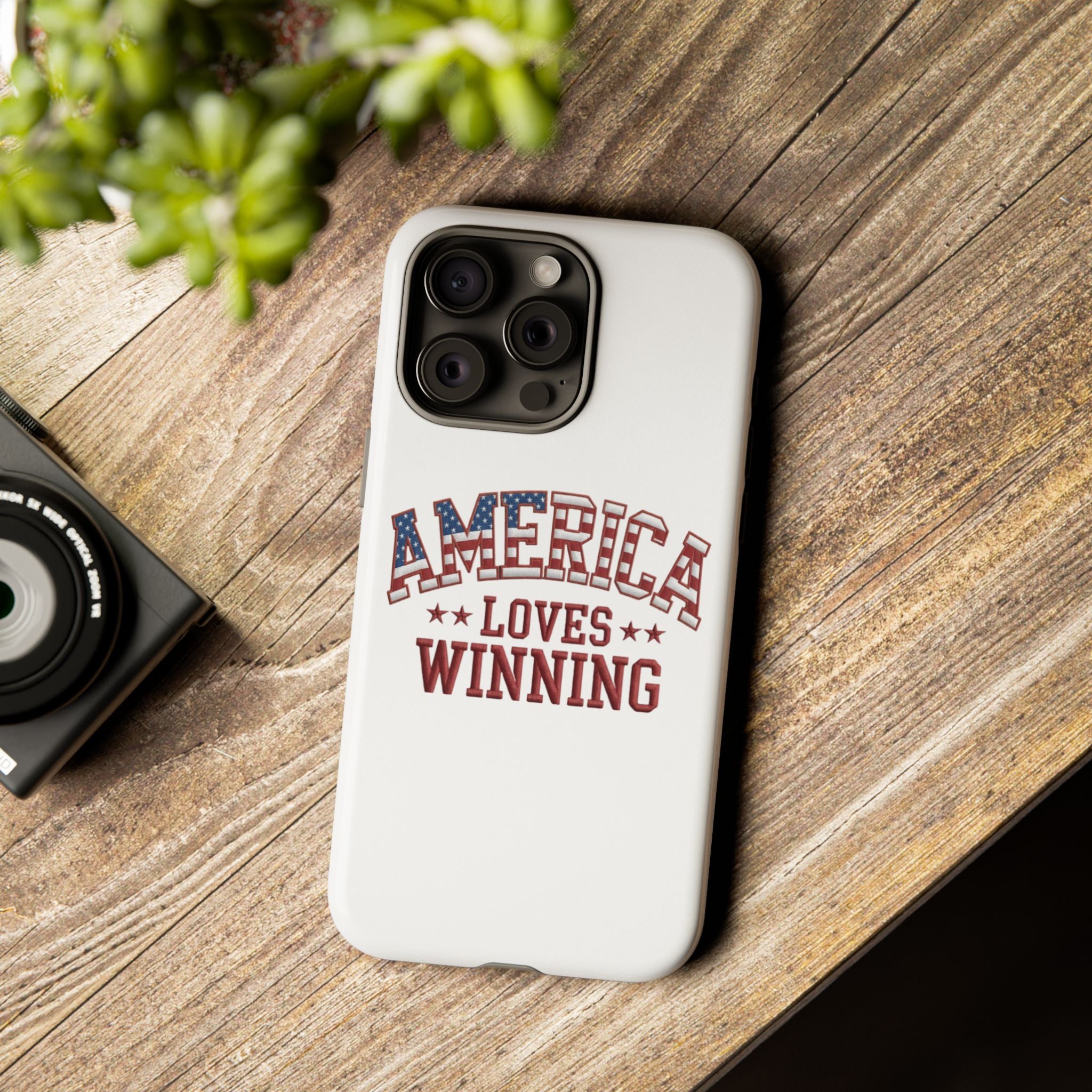 America Loves Winning Patriotic Phone Case – Tough Dual Layer iPhone & Samsung Galaxy S26 Case