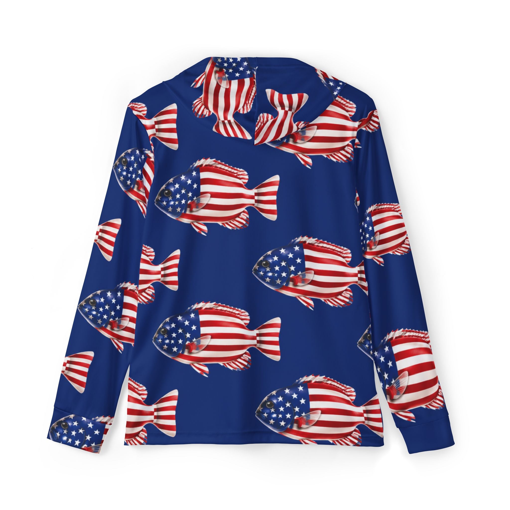 Stars & Stripes Bluegill Performance Hoodie – Patriotic Fishing Hooded Shirt Printify
