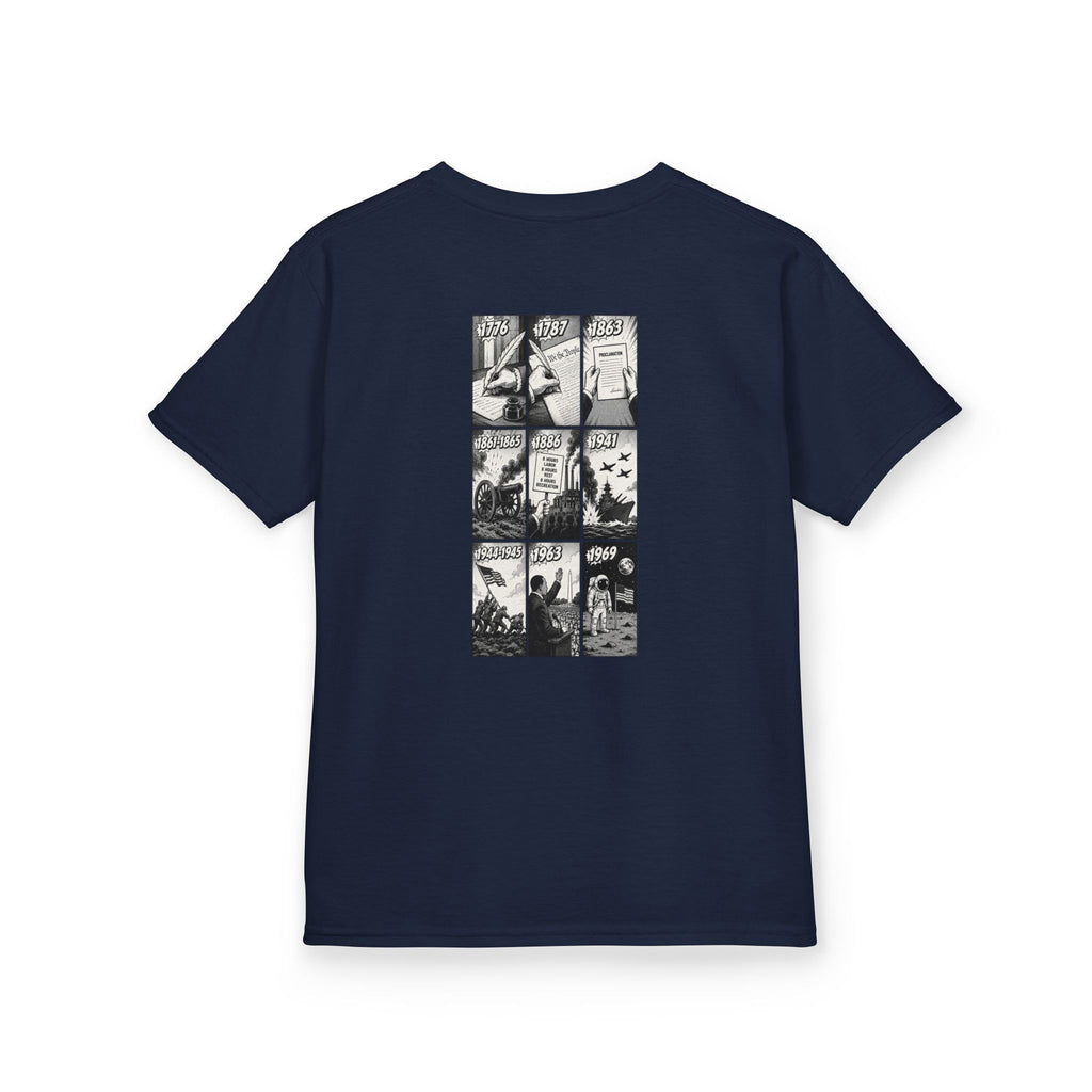 America Comic Book History Kids Tee Printify