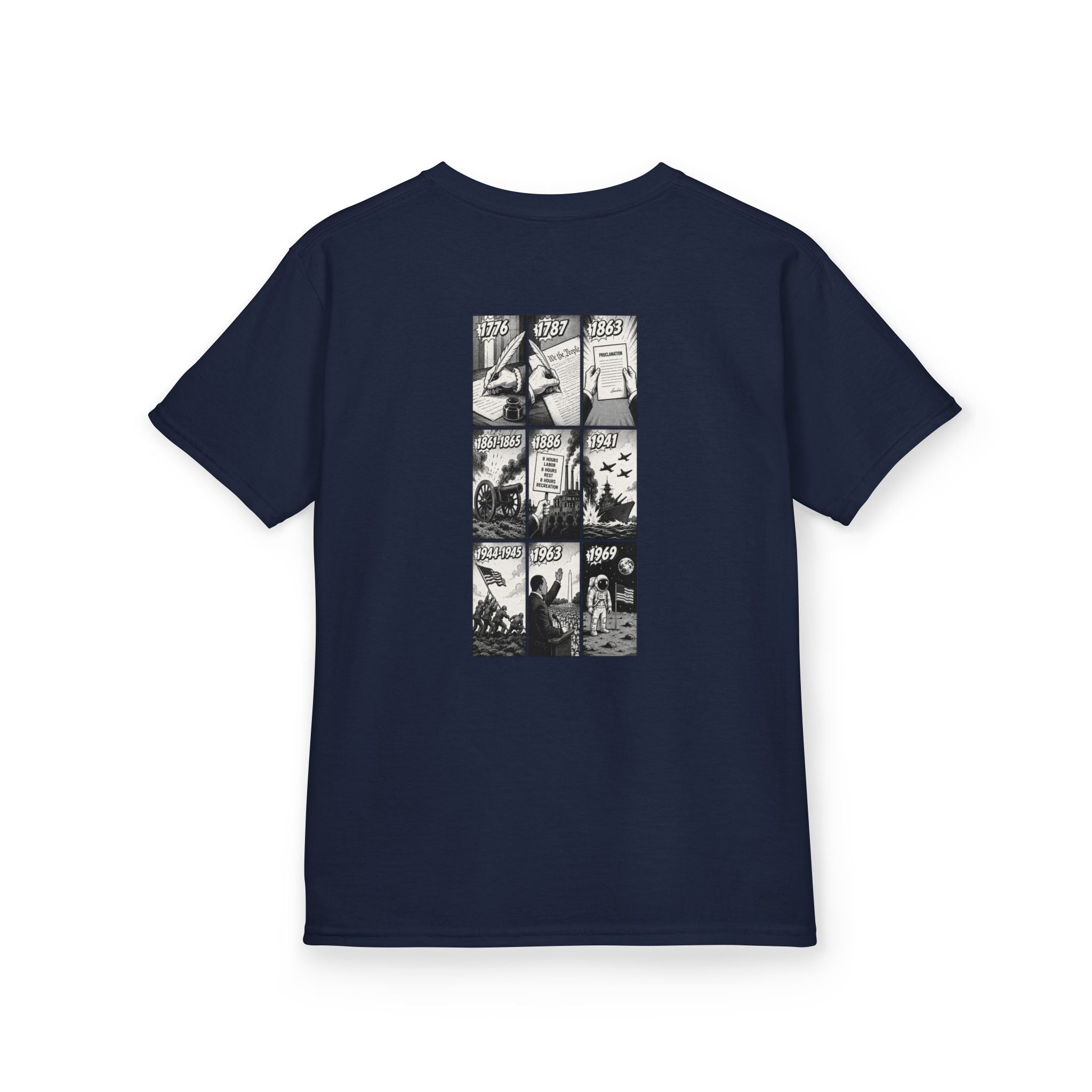 America Comic Book History Kids Tee Printify