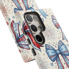 Patriotic Coquette Bows Phone Case – Americana Ribbon & Fireworks Design Printify