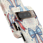 Patriotic Coquette Bows Phone Case – Americana Ribbon & Fireworks Design Printify