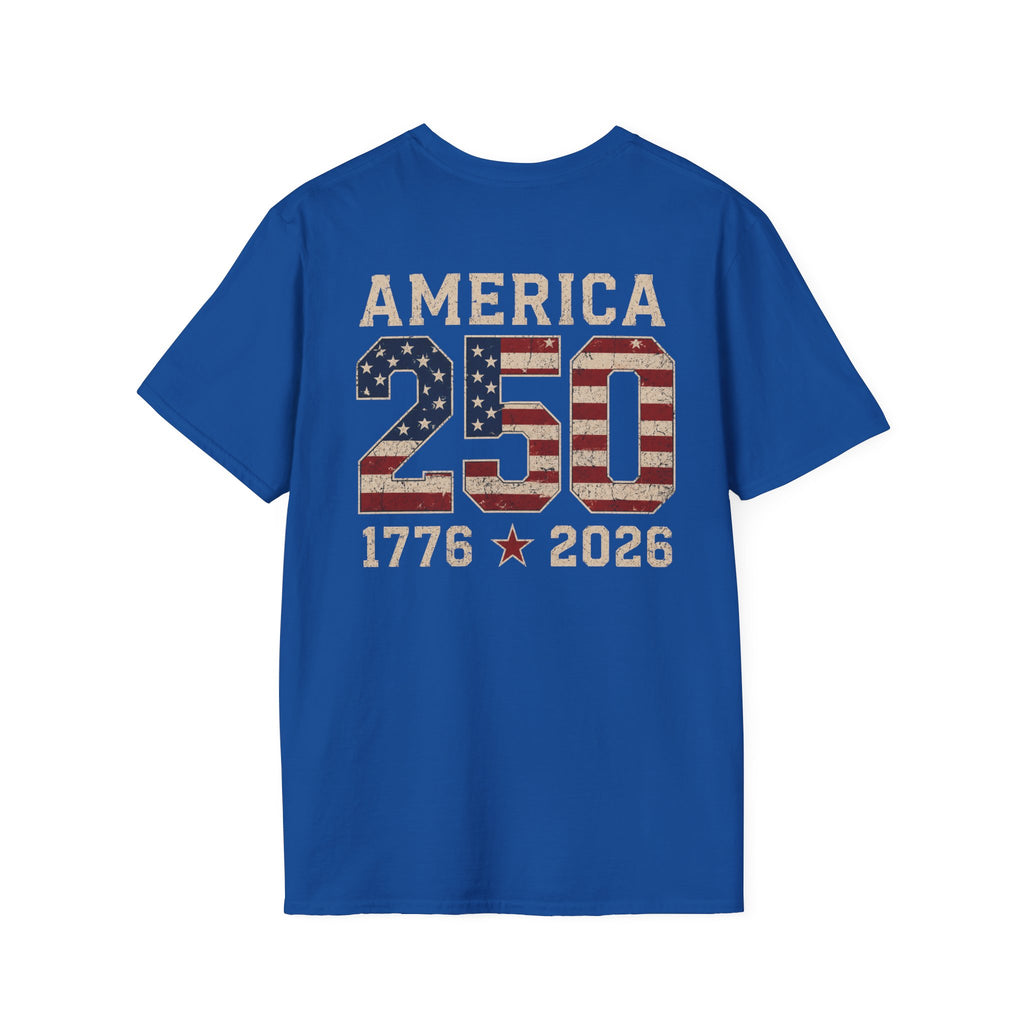 American Flag Pocket T-Shirt — "America's" Small Logo Patriotic Tee Printify