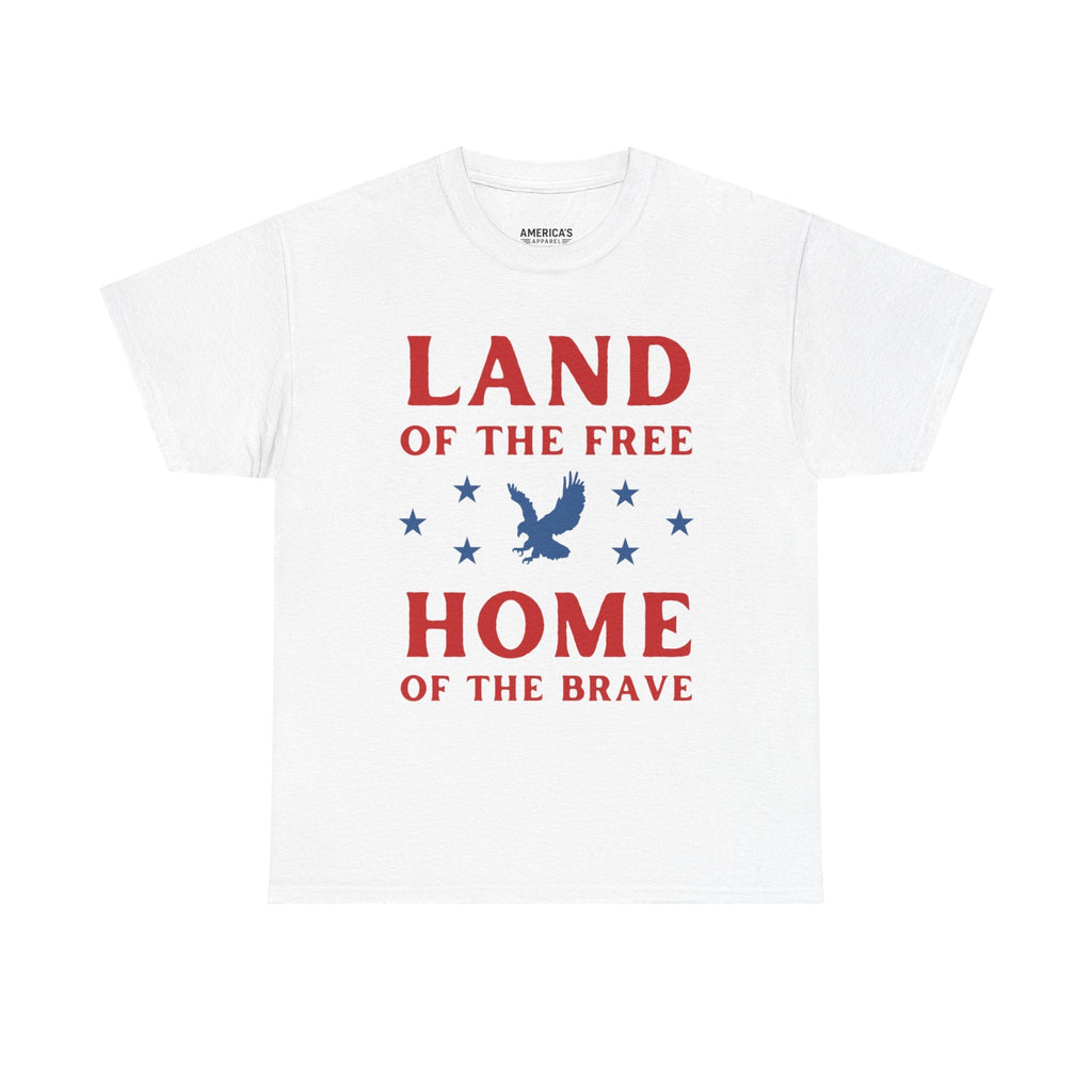 Land of the Free Home of the Brave Eagle Patriotic T-Shirt Printify