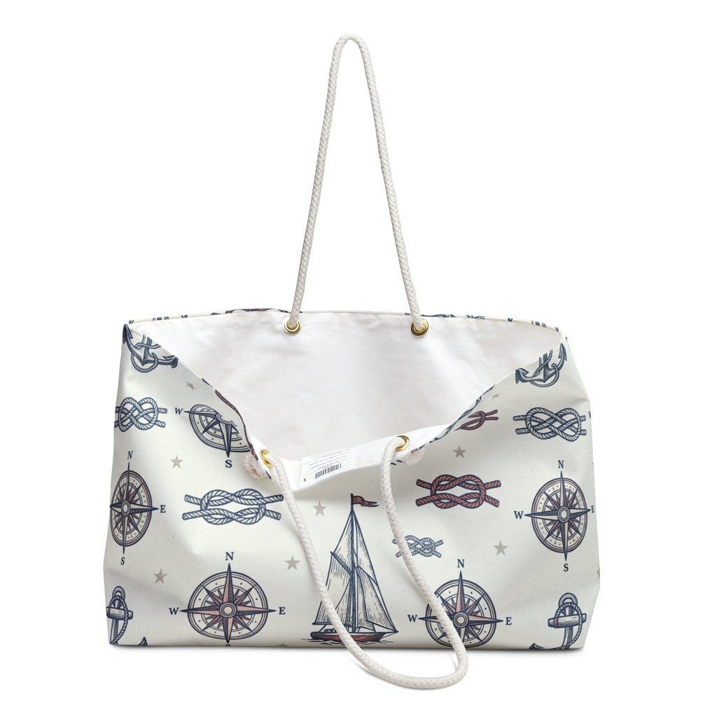 Nautical Compass & Sailboat Weekender Tote Printify