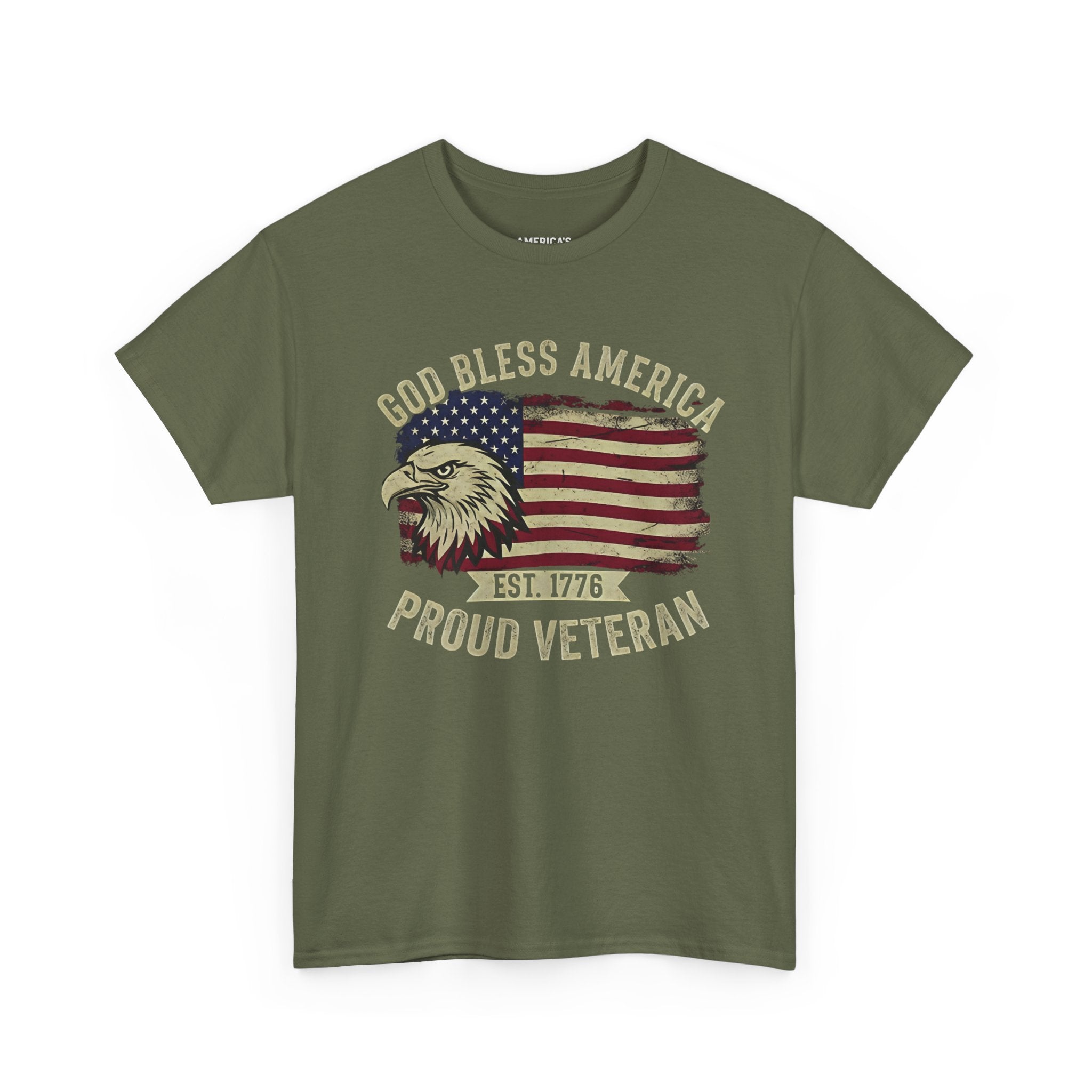 God Bless America Veterans Edition Patriotic T-Shirt – Vintage Eagle Flag Tee Printify