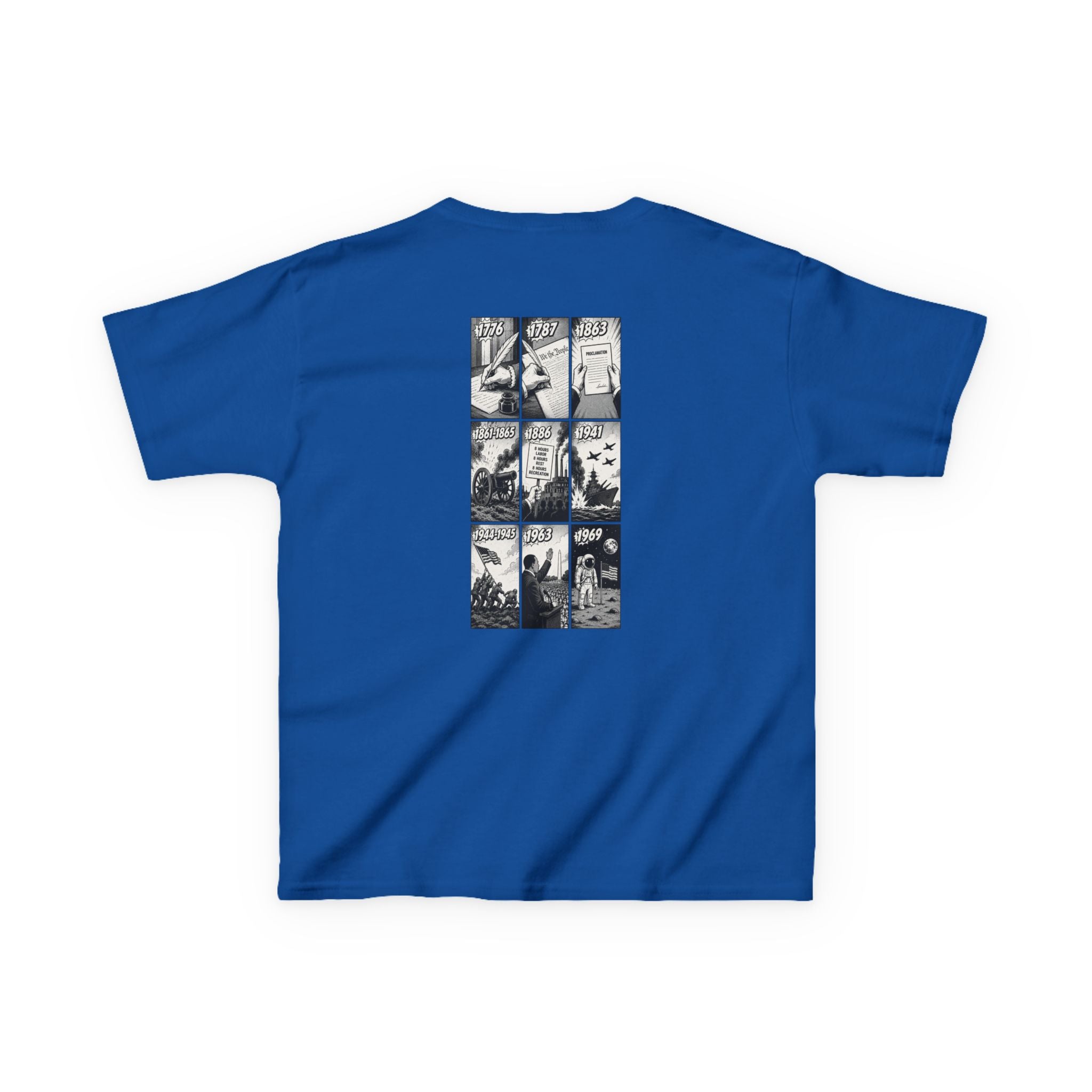 America Comic Book History Kids Tee Printify