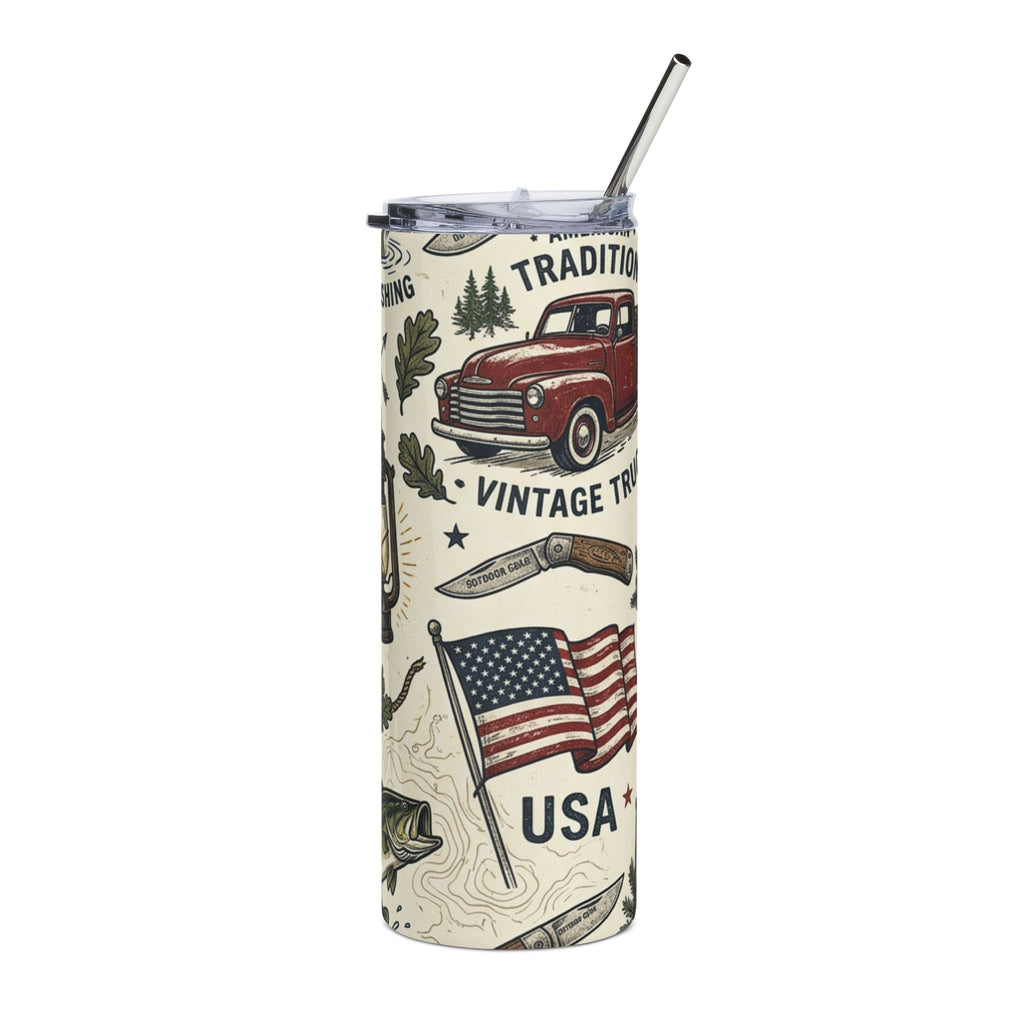 Bass Fishing 20oz Stainless Steel Tumbler — Insulated Fishing Travel Mug Printify