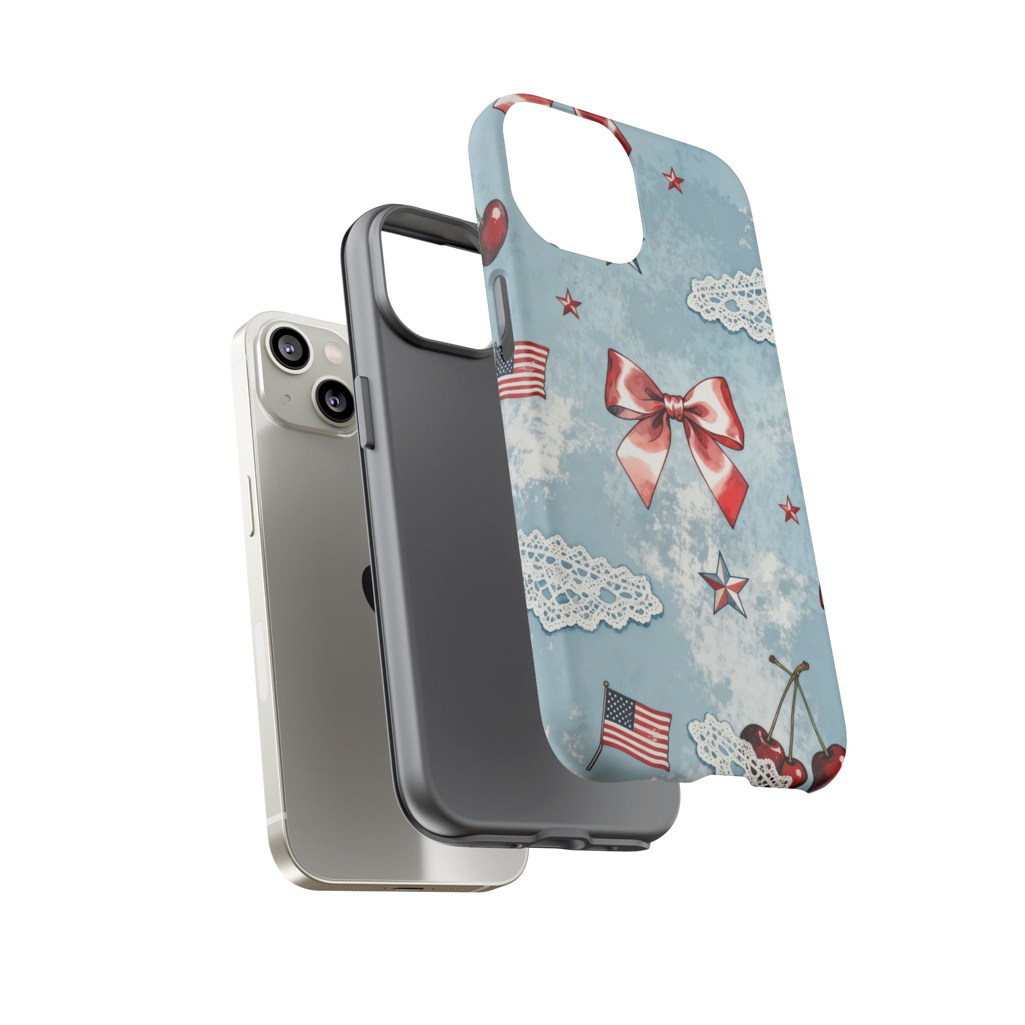 Americana Coquette Cherry Bow Phone Case Printify