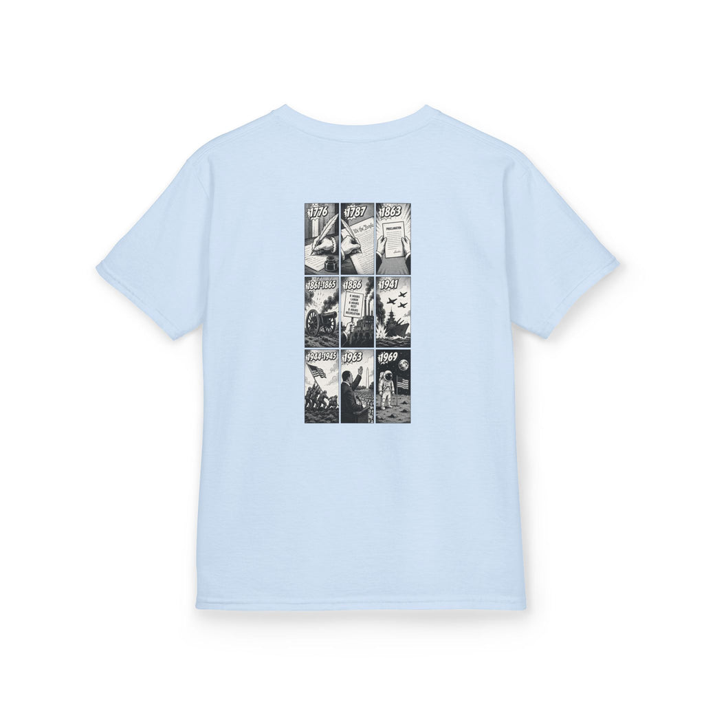 America Comic Book History Kids Tee Printify
