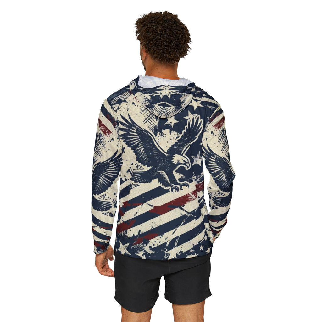 Liberty Eagle Performance Hoodie – Vintage Patriotic Hooded Sun Shirt Printify