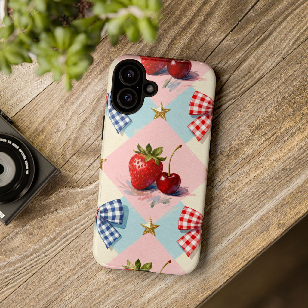 Americana Coquette Cherry Picnic Phone Case Printify
