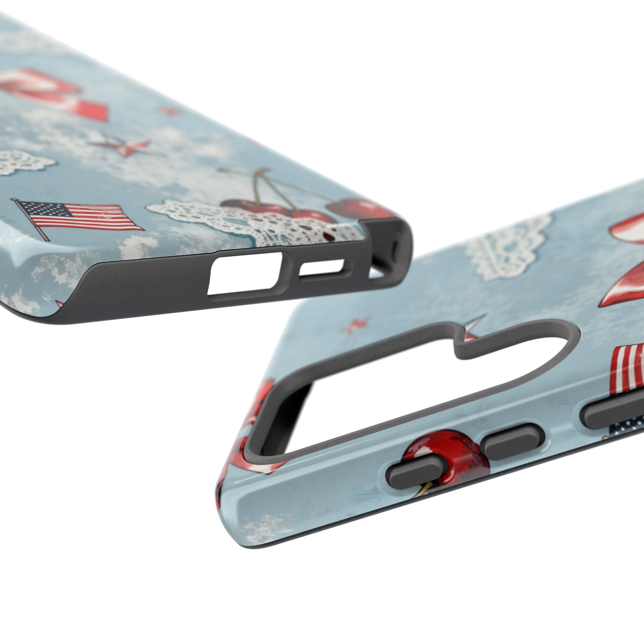 Americana Coquette Cherry Bow Phone Case Printify