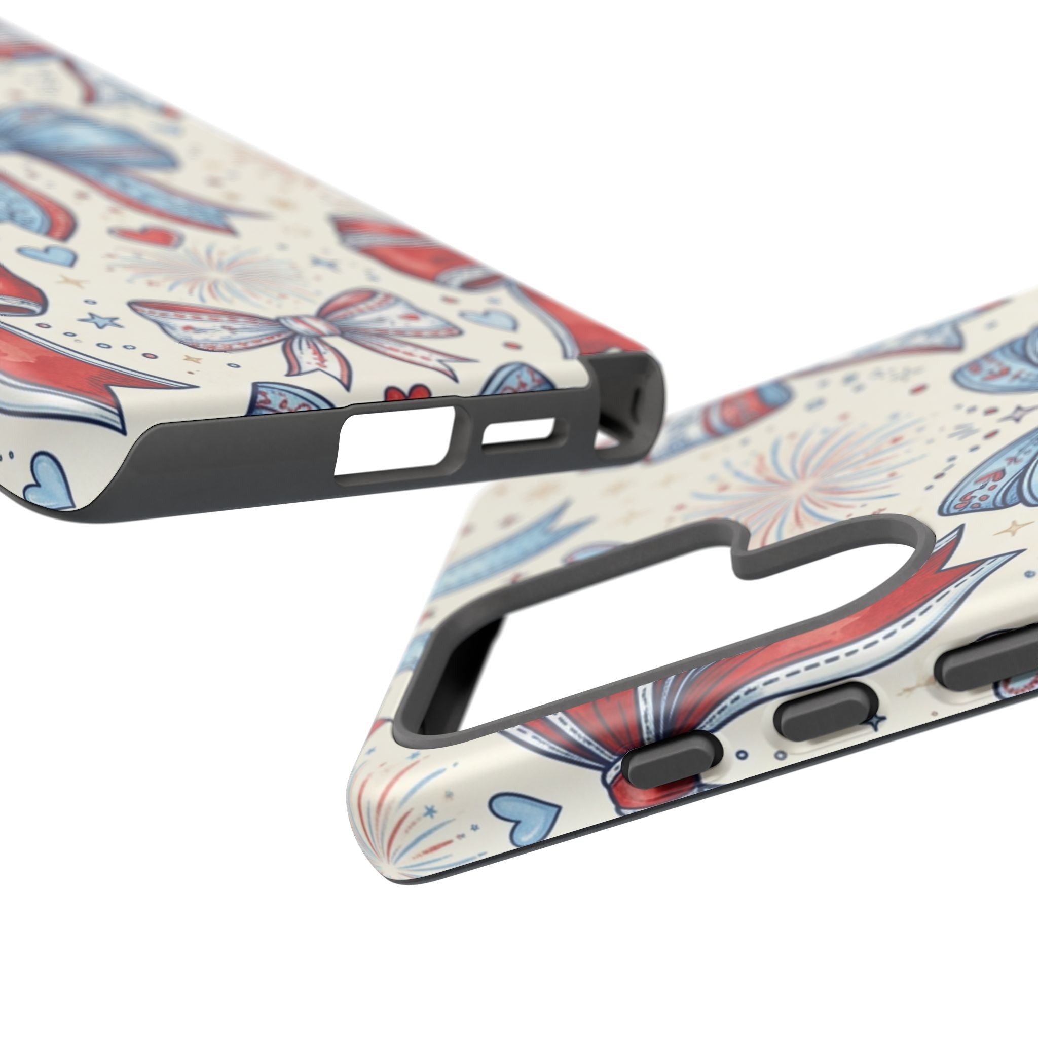 Patriotic Coquette Bows Phone Case – Americana Ribbon & Fireworks Design Printify