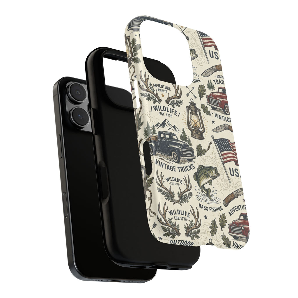 Patriotic Outdoors Phone Case – Bass Fishing & Vintage Americana Case Printify