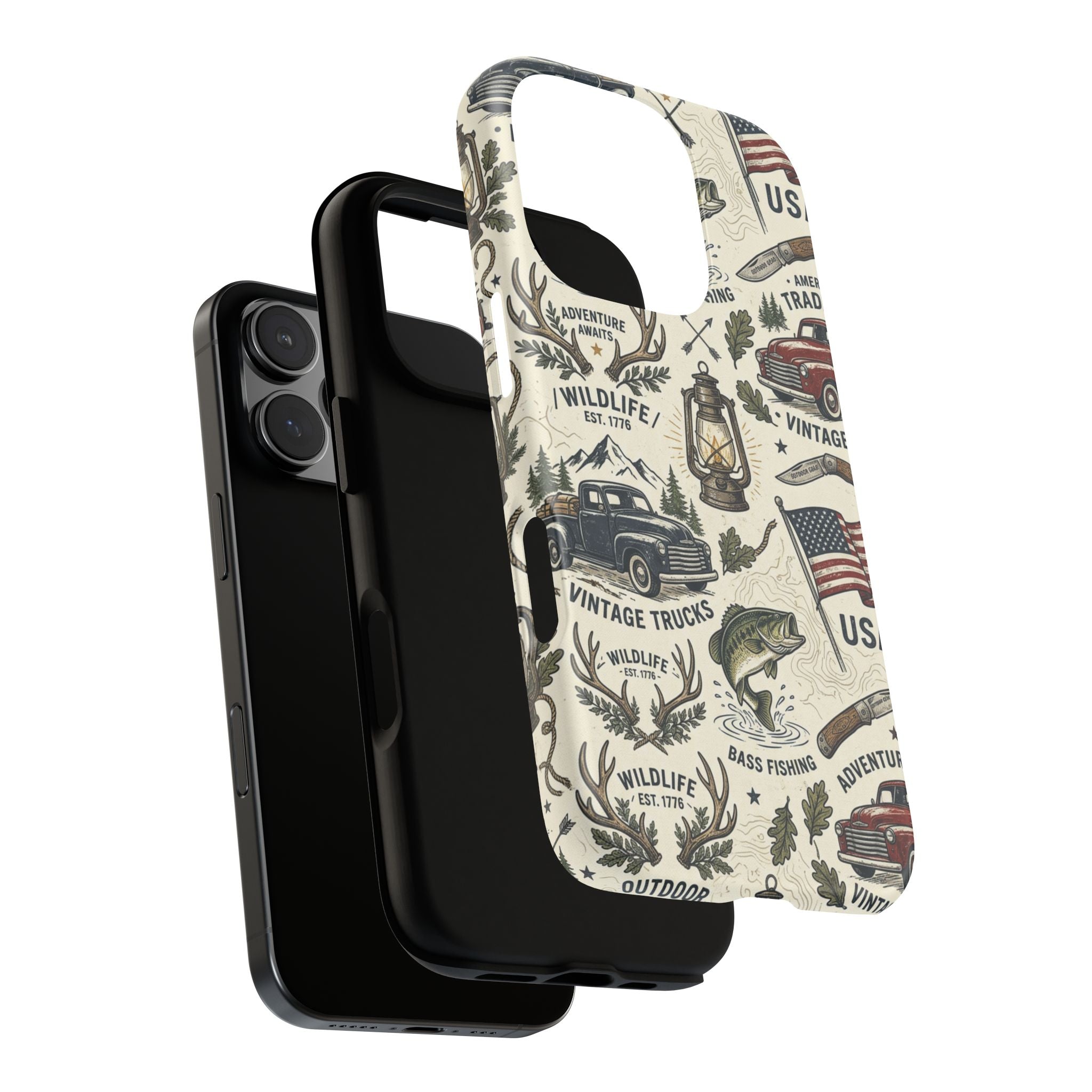 Patriotic Outdoors Phone Case – Bass Fishing & Vintage Americana Case Printify