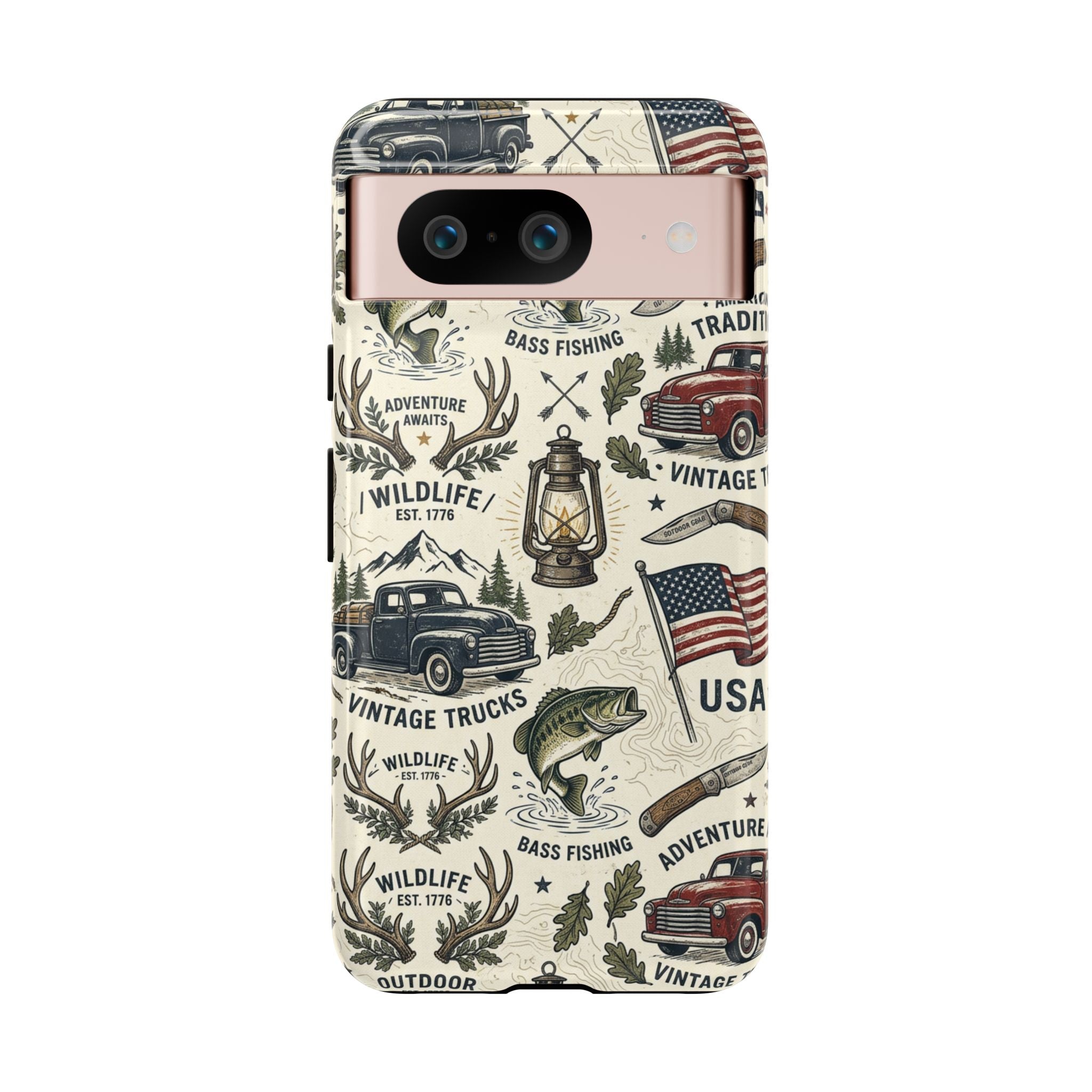 Patriotic Outdoors Phone Case – Bass Fishing & Vintage Americana Case Printify