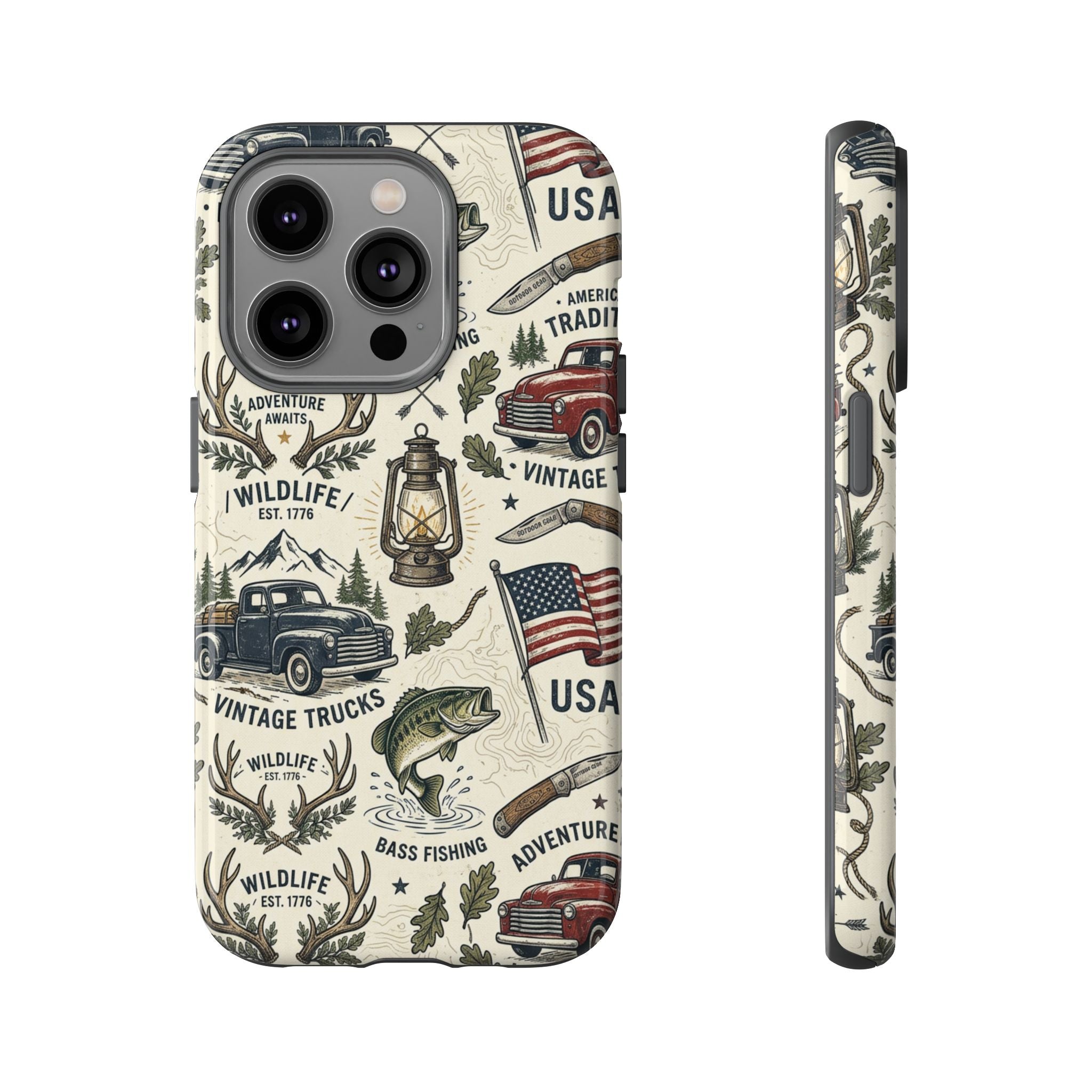 Patriotic Outdoors Phone Case – Bass Fishing & Vintage Americana Case Printify