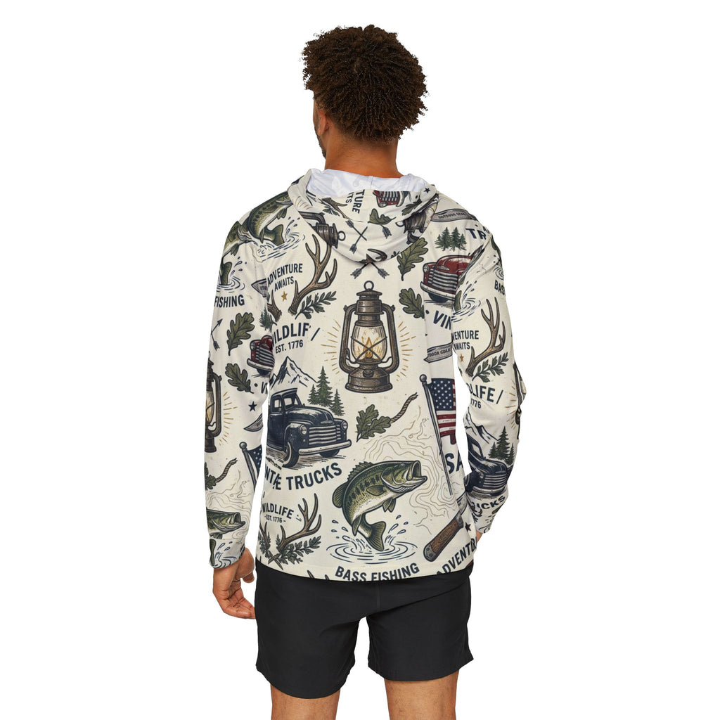 Backwoods Americana Performance Hoodie – Vintage Outdoor Adventure Hooded Shirt Printify