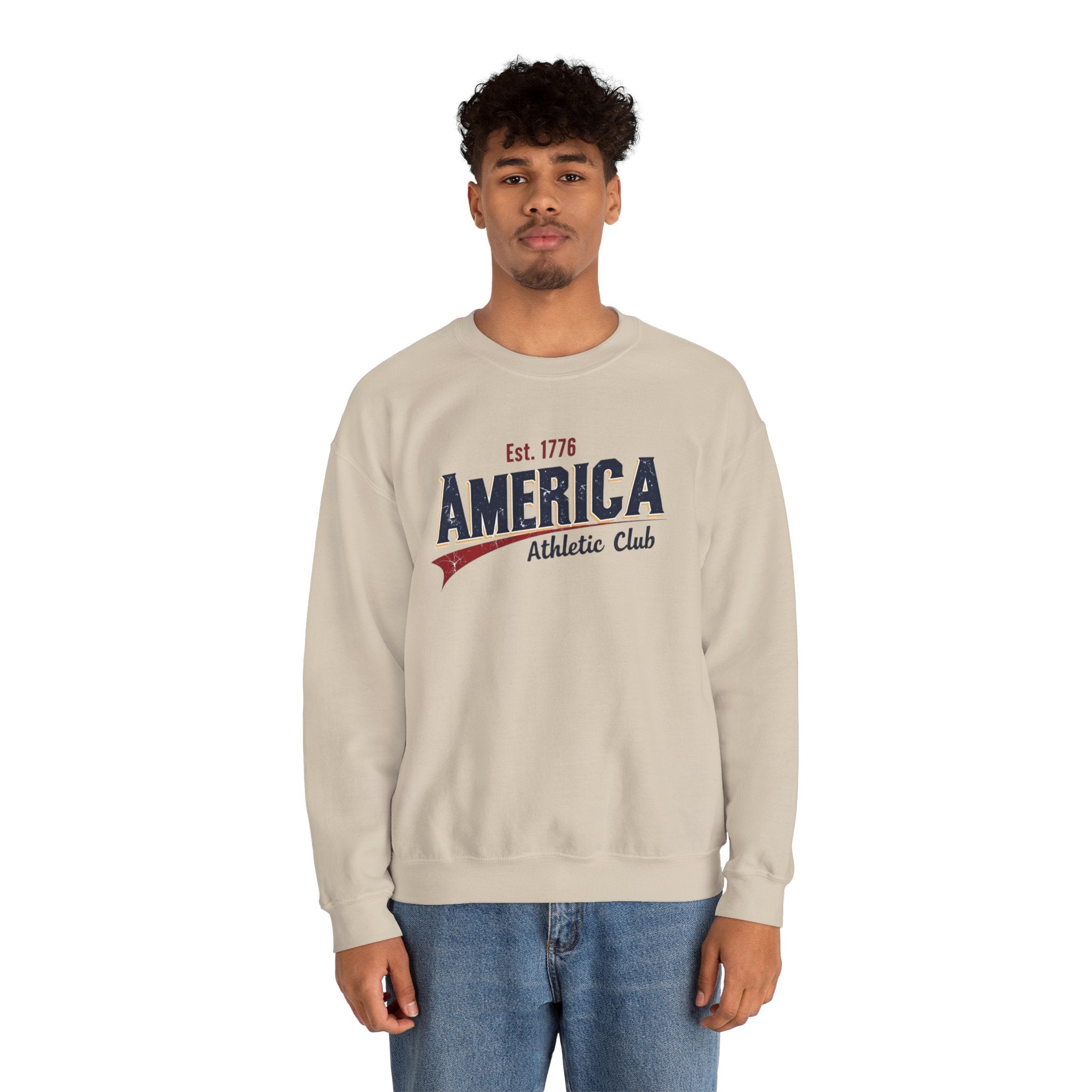 America Athletic Club Heritage Crewneck – Vintage Americana Sweatshirt Printify