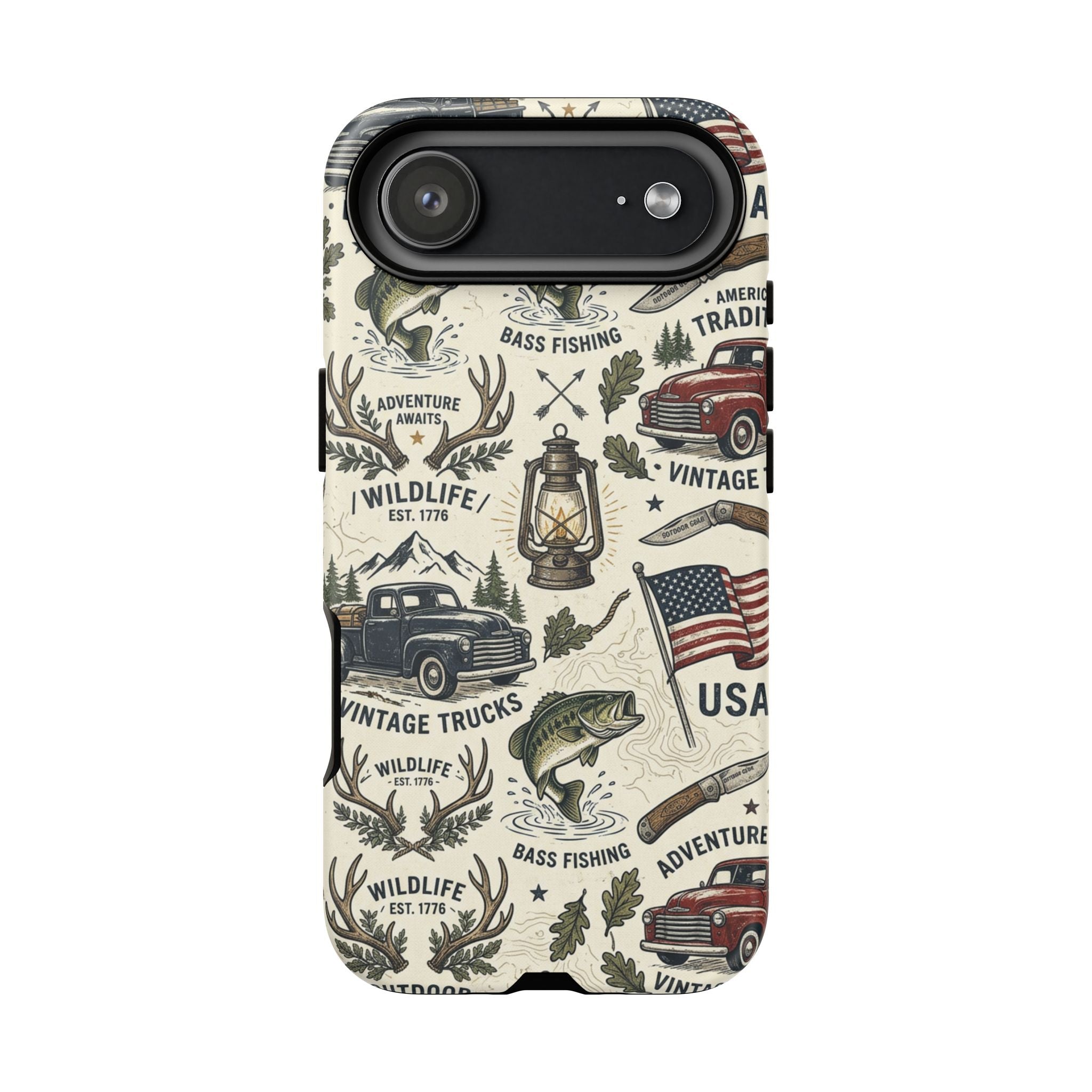 Patriotic Outdoors Phone Case – Bass Fishing & Vintage Americana Case Printify