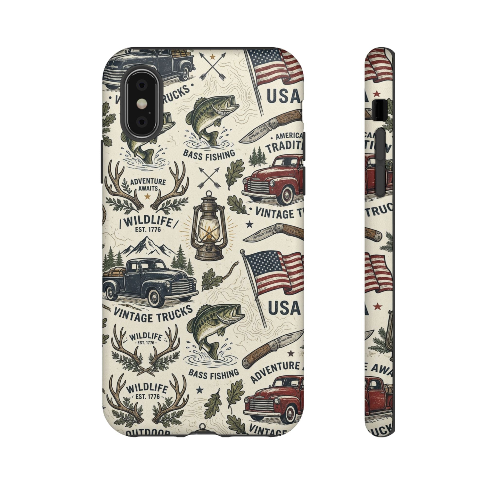Patriotic Outdoors Phone Case – Bass Fishing & Vintage Americana Case Printify