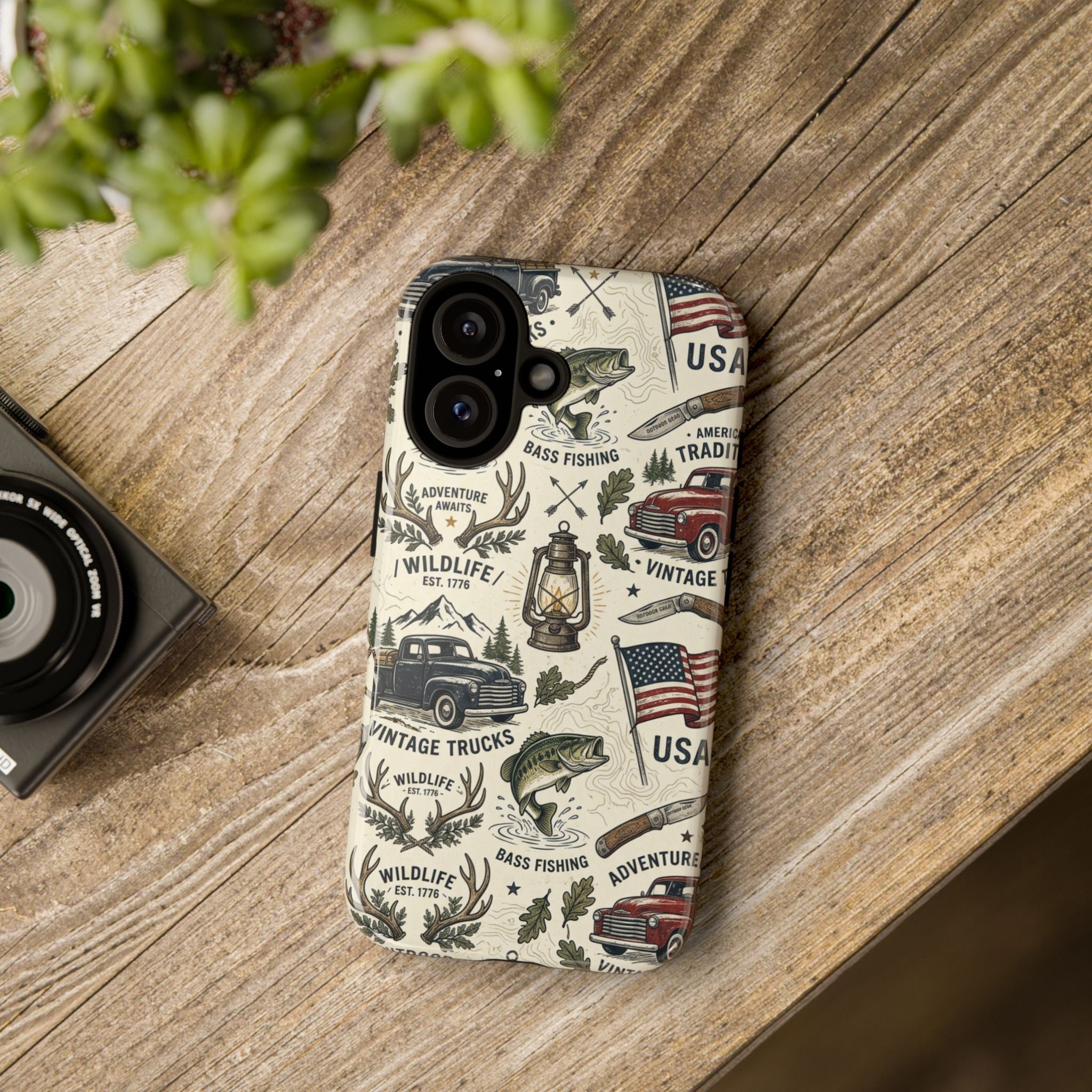 Patriotic Outdoors Phone Case – Bass Fishing & Vintage Americana Case Printify