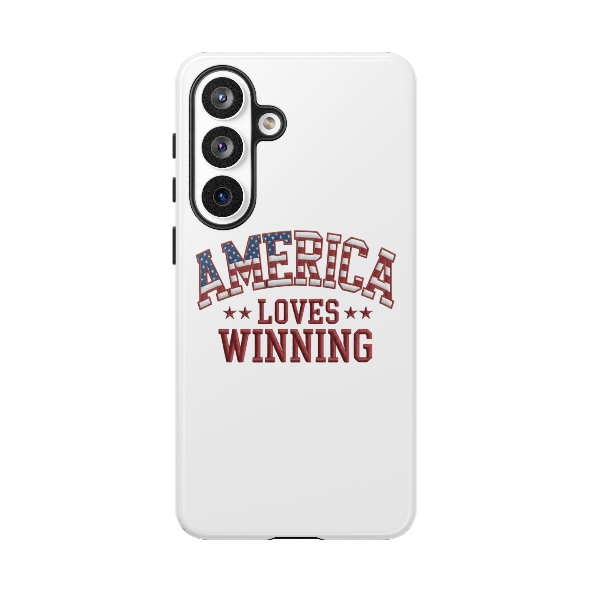 America Loves Winning Patriotic Phone Case – Tough Dual Layer iPhone & Samsung Galaxy S26 Case