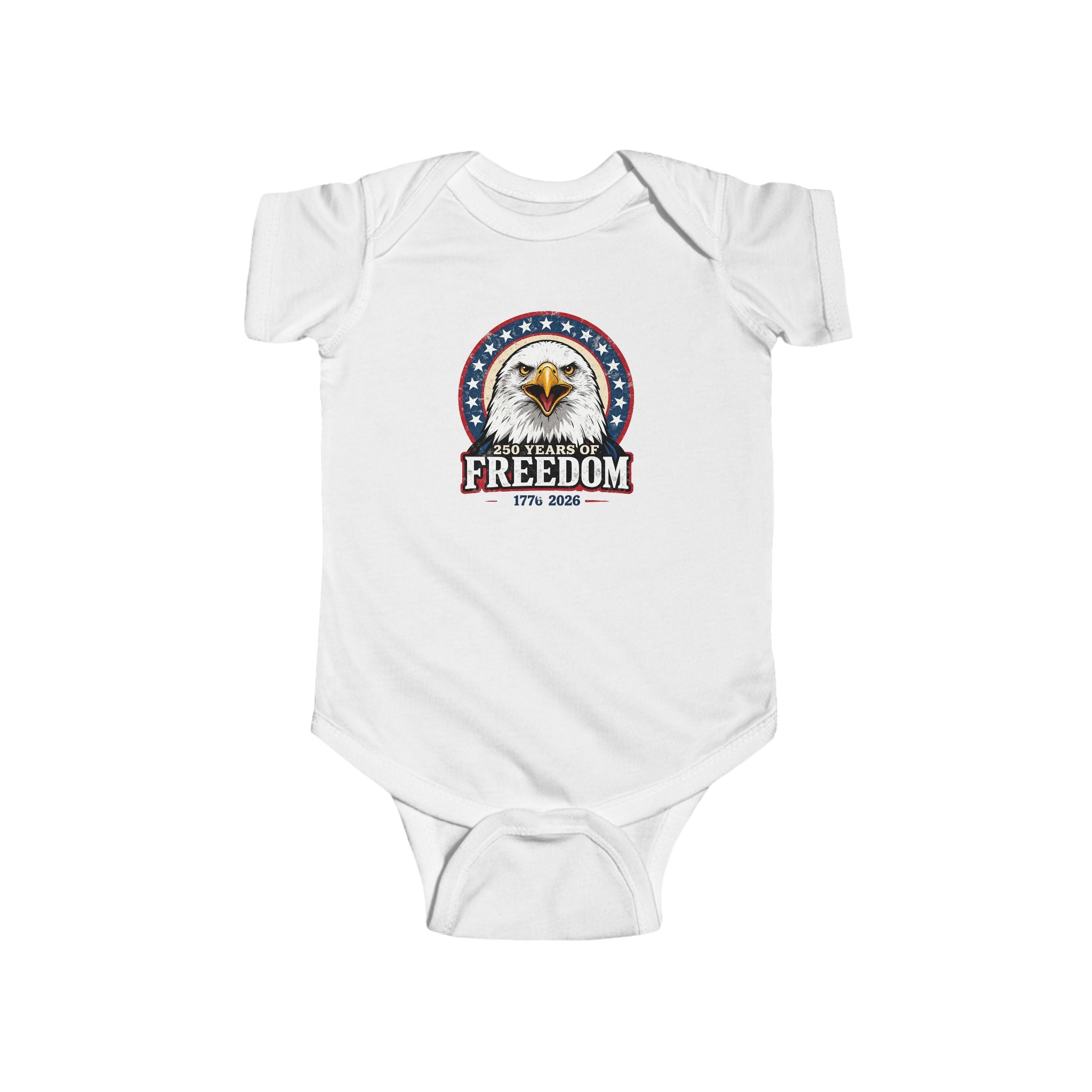 Patriotic Freedom Eagle Infant Bodysuit — "Freedom" Bald Eagle Baby Tee Printify