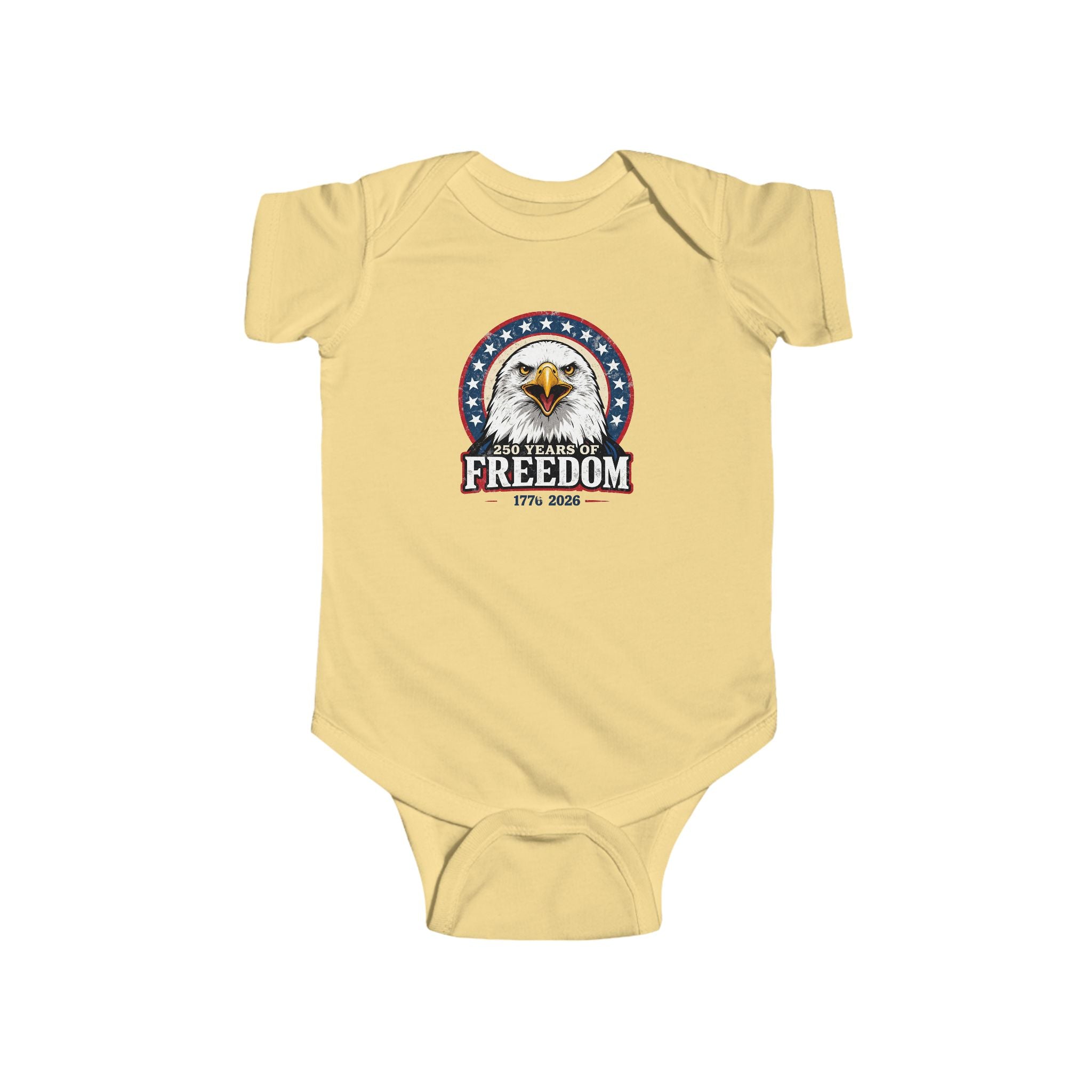 Patriotic Freedom Eagle Infant Bodysuit — "Freedom" Bald Eagle Baby Tee Printify