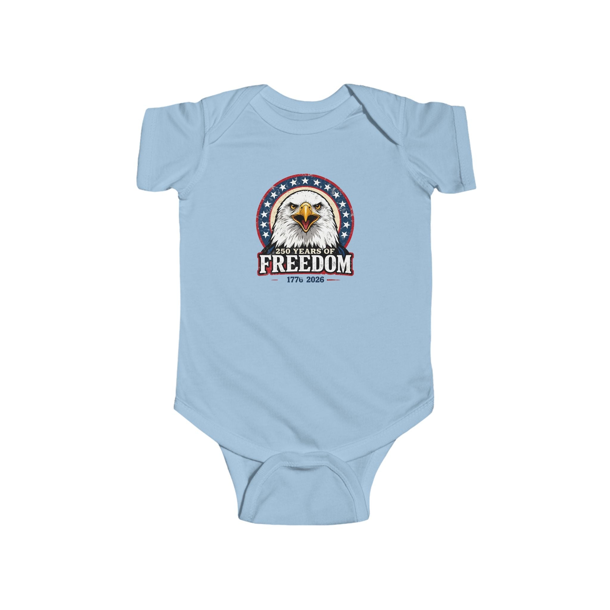 Patriotic Freedom Eagle Infant Bodysuit — "Freedom" Bald Eagle Baby Tee Printify