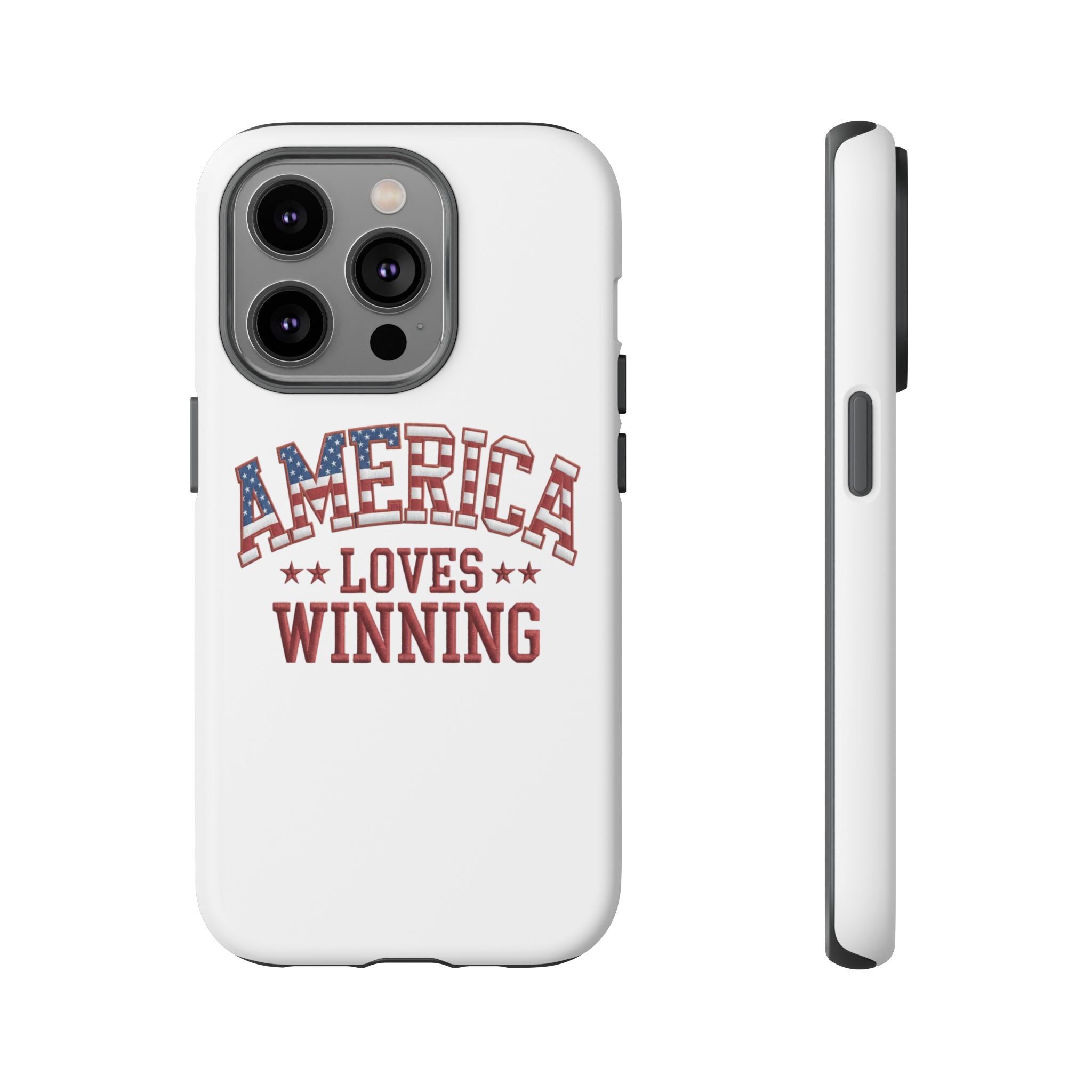America Loves Winning Patriotic Phone Case – Tough Dual Layer iPhone & Samsung Galaxy S26 Case