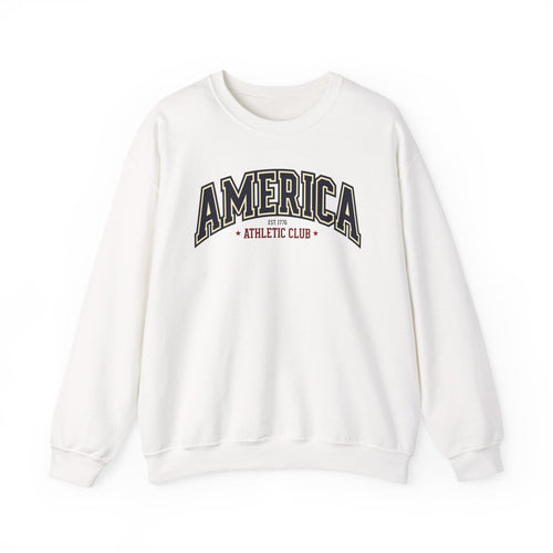 America Athletic Club Crewneck Sweatshirt – Vintage Collegiate Americana Pullover Printify