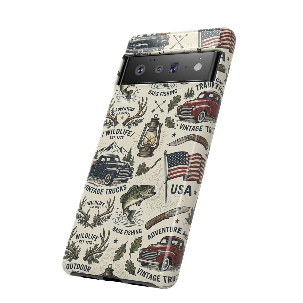 Patriotic Outdoors Phone Case – Bass Fishing & Vintage Americana Case Printify