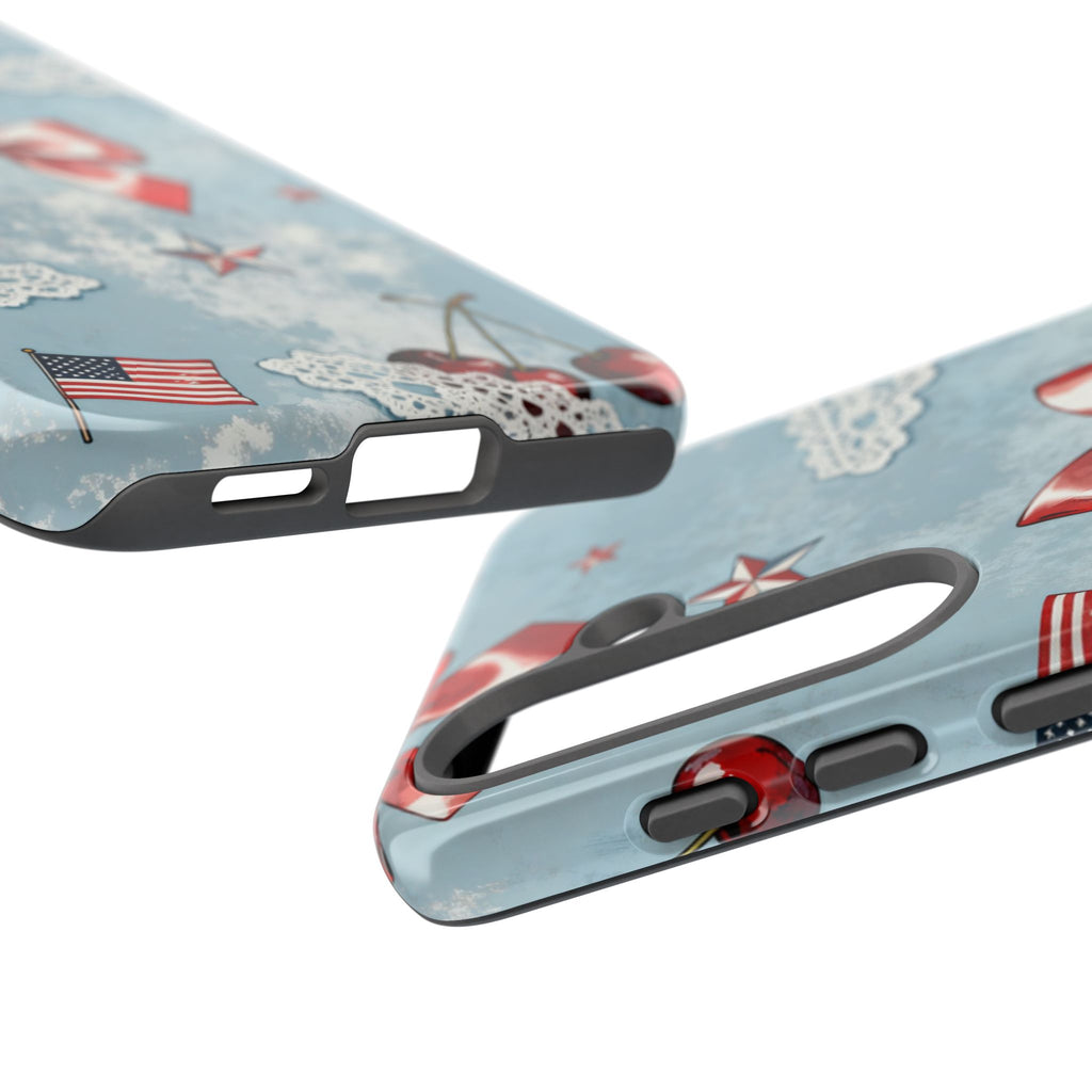 Americana Coquette Cherry Bow Phone Case Printify