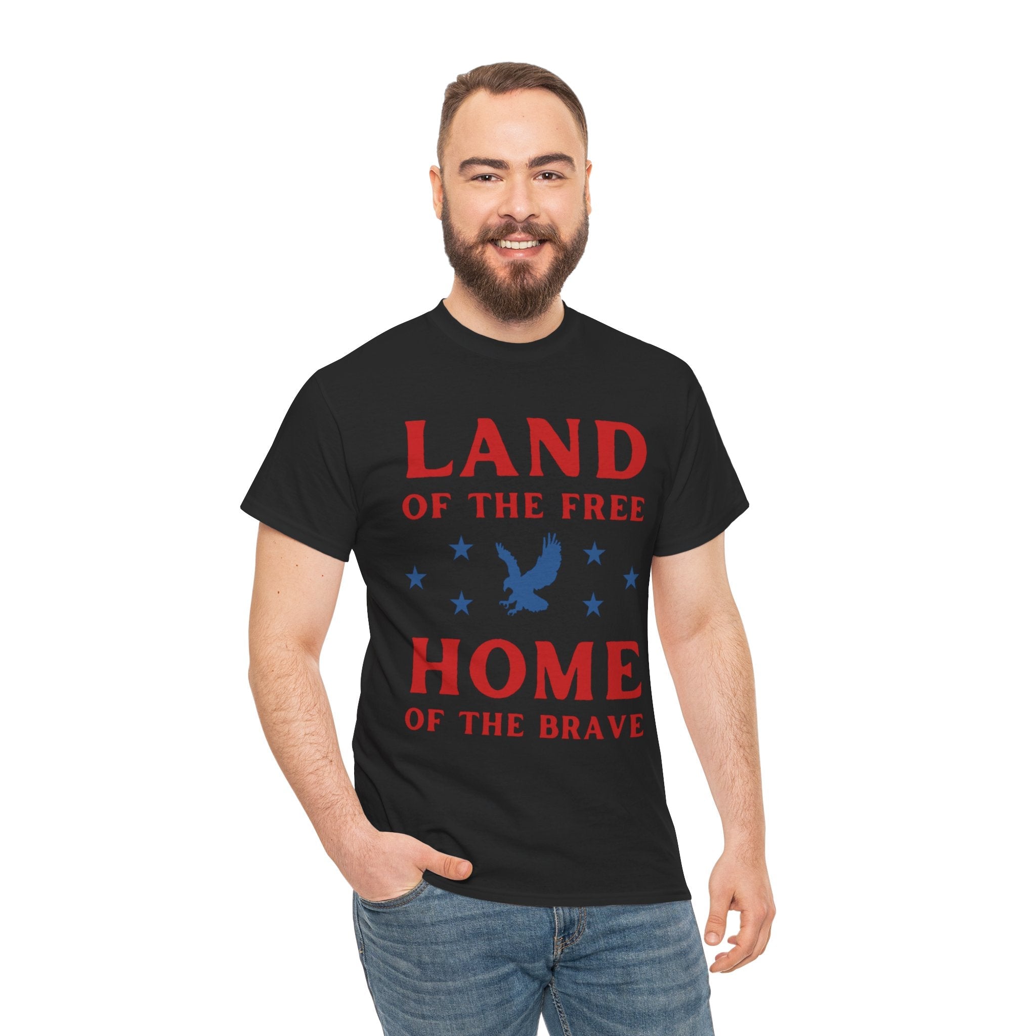 Land of the Free Home of the Brave Eagle Patriotic T-Shirt Printify