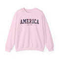 America Wildflower Crewneck Sweatshirt – Vintage Patriotic Floral Pullover Printify