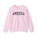 America Wildflower Crewneck Sweatshirt – Vintage Patriotic Floral Pullover Printify