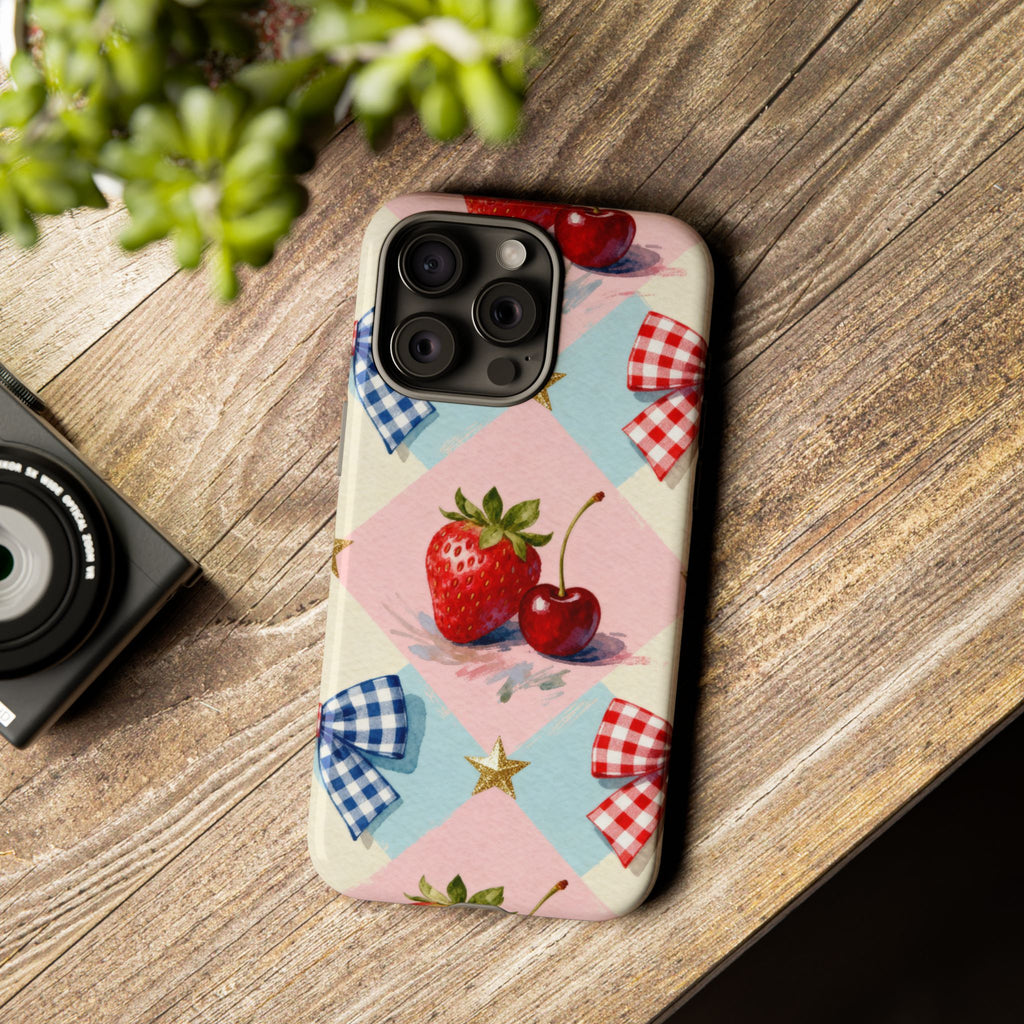 Americana Coquette Cherry Picnic Phone Case Printify