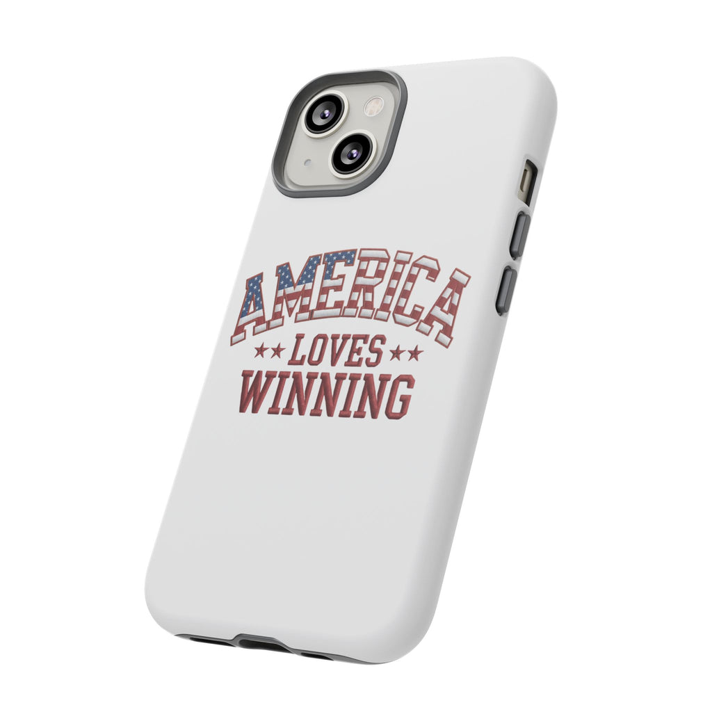 America Loves Winning Patriotic Phone Case – Tough Dual Layer iPhone & Samsung Galaxy S26 Case