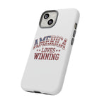 America Loves Winning Patriotic Phone Case – Tough Dual Layer iPhone & Samsung Galaxy S26 Case