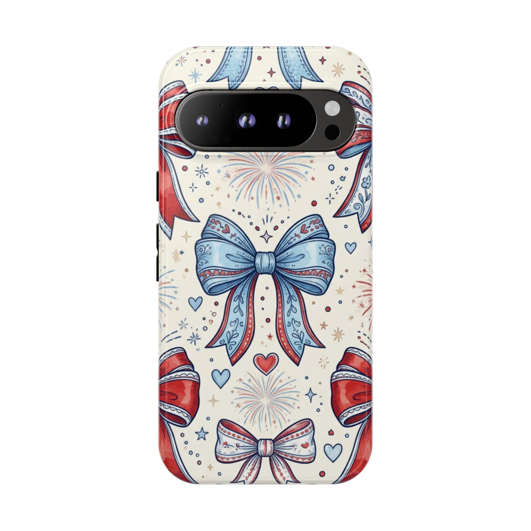 Patriotic Coquette Bows Phone Case – Americana Ribbon & Fireworks Design Printify