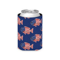 American Flag Fish Can Cooler — Patriotic Beverage Koozie Printify