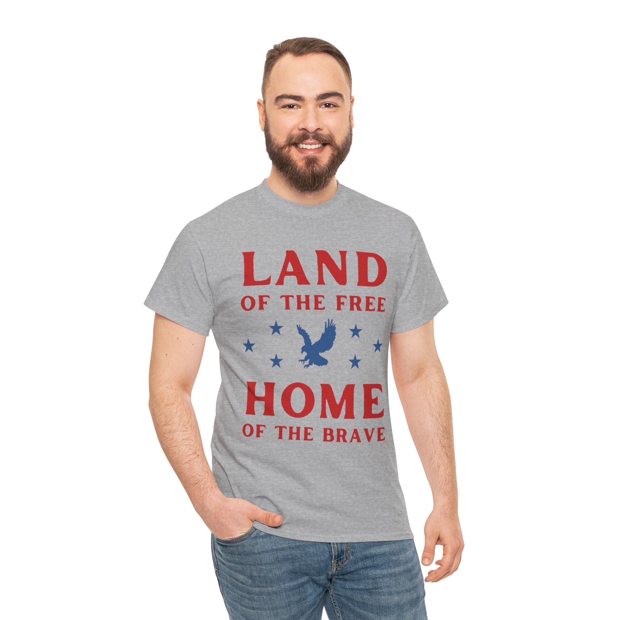 Land of the Free Home of the Brave Eagle Patriotic T-Shirt Printify