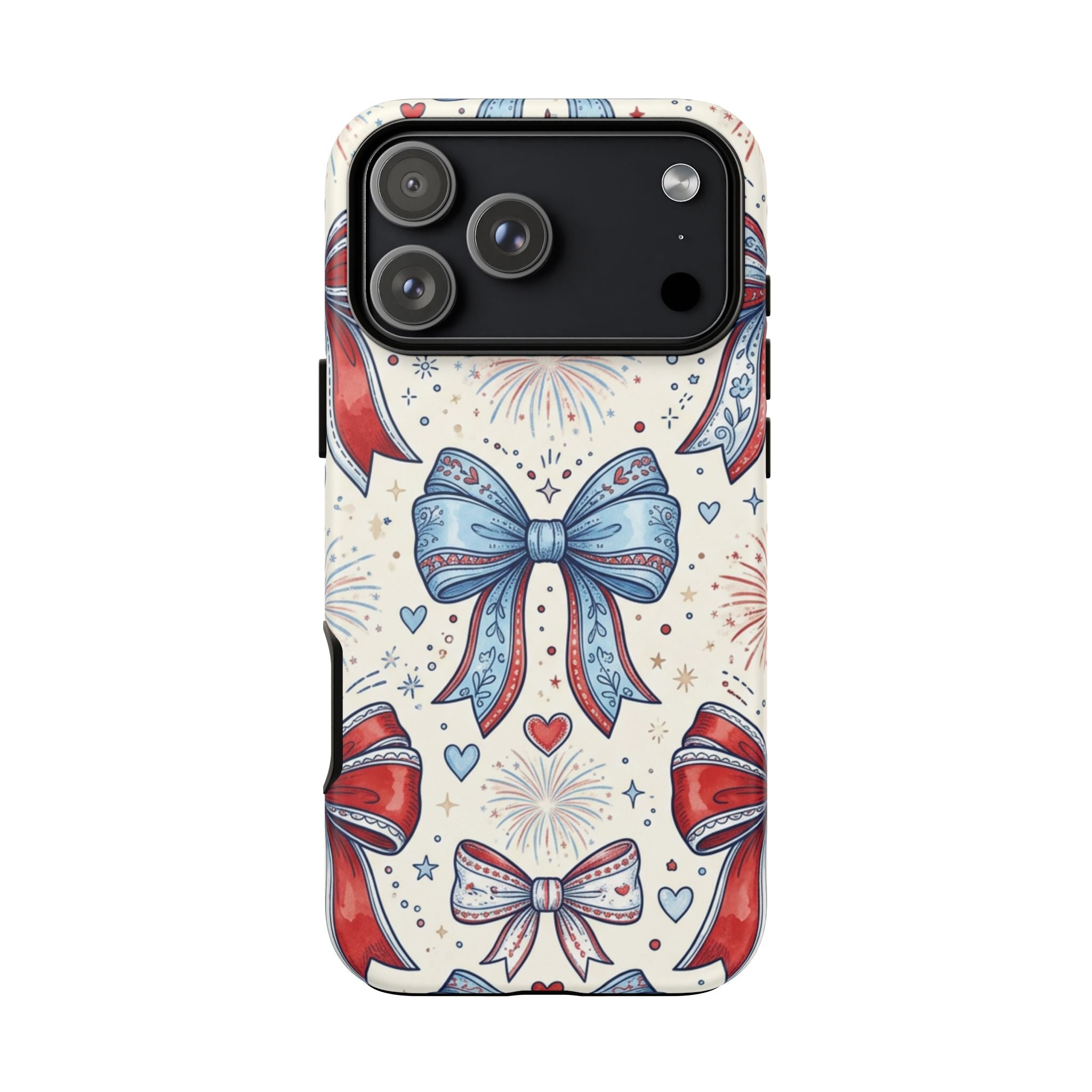 Patriotic Coquette Bows Phone Case – Americana Ribbon & Fireworks Design Printify